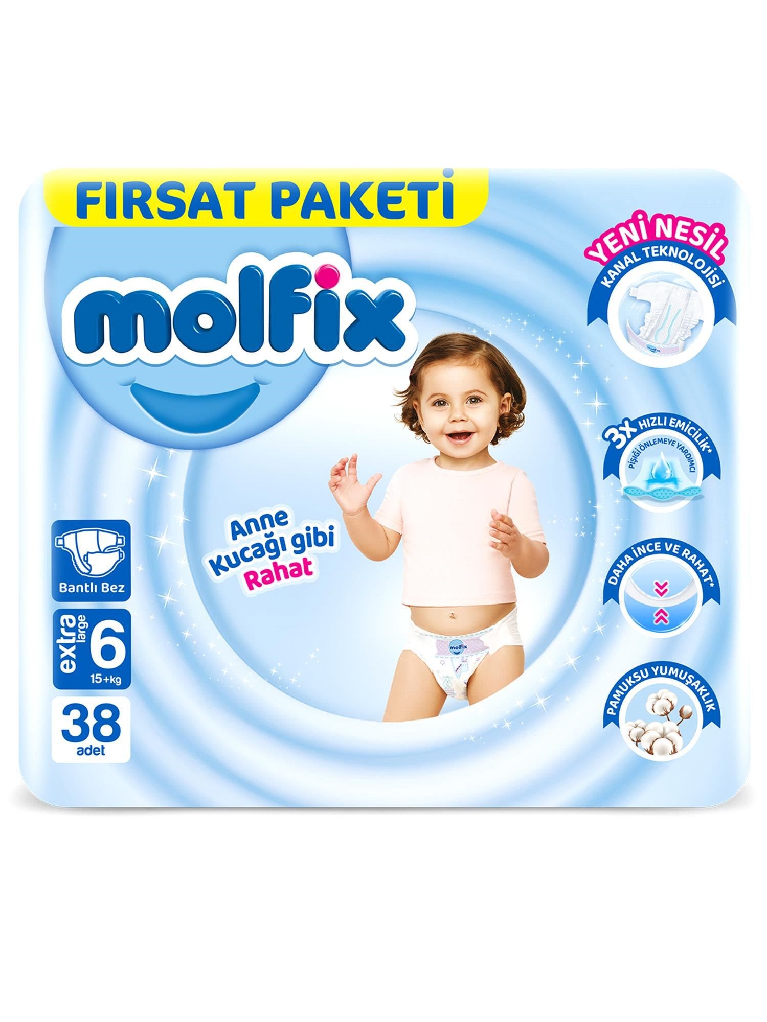 Molfix Fırsat Paketi No:6 Extra Large Bebek Bezi 38 Adet 15+ Kg