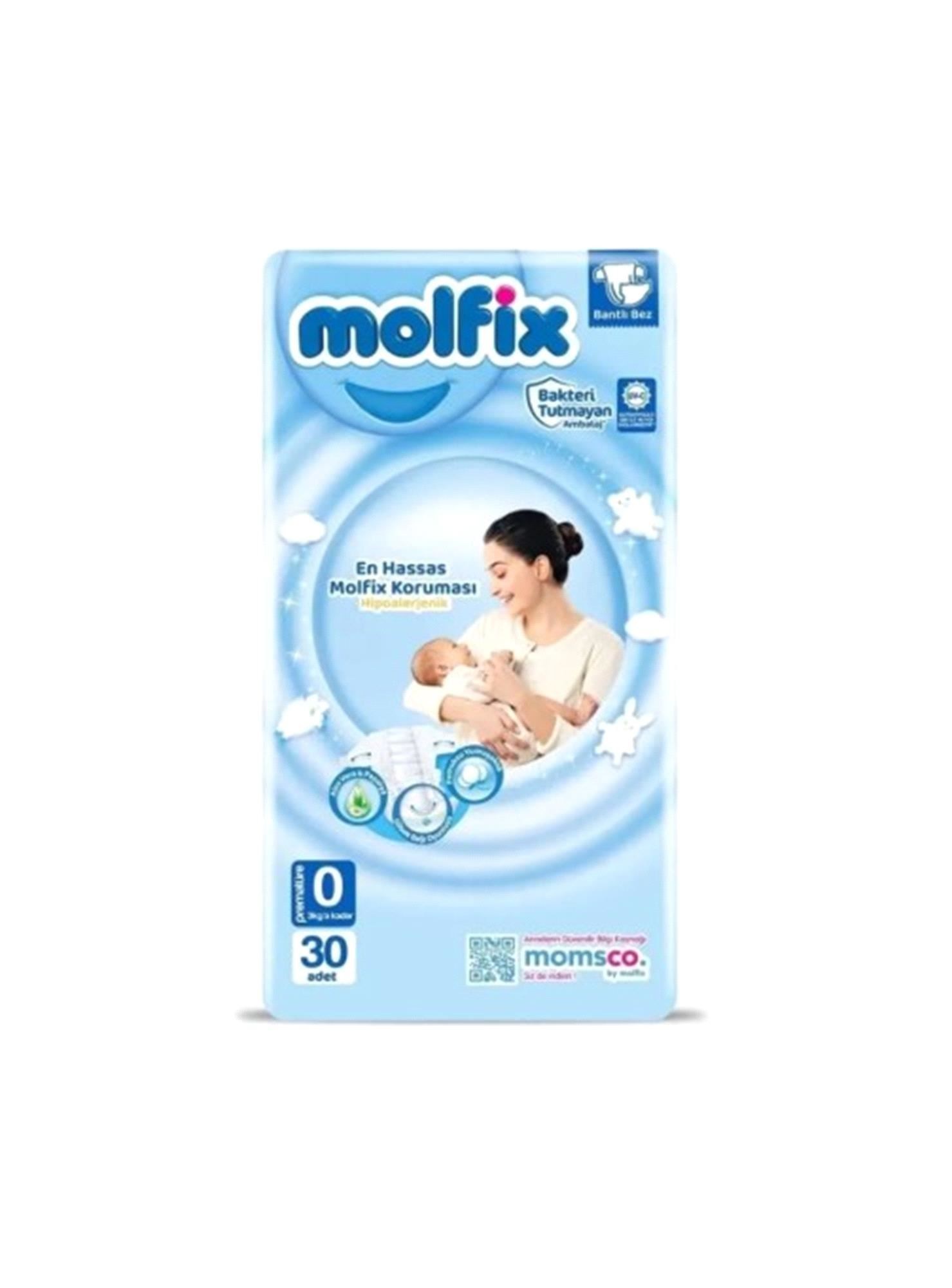 Molfix Jumbo Paket No:0 Prematüre Bebek Bezi 30 Adet 0-3 Kg