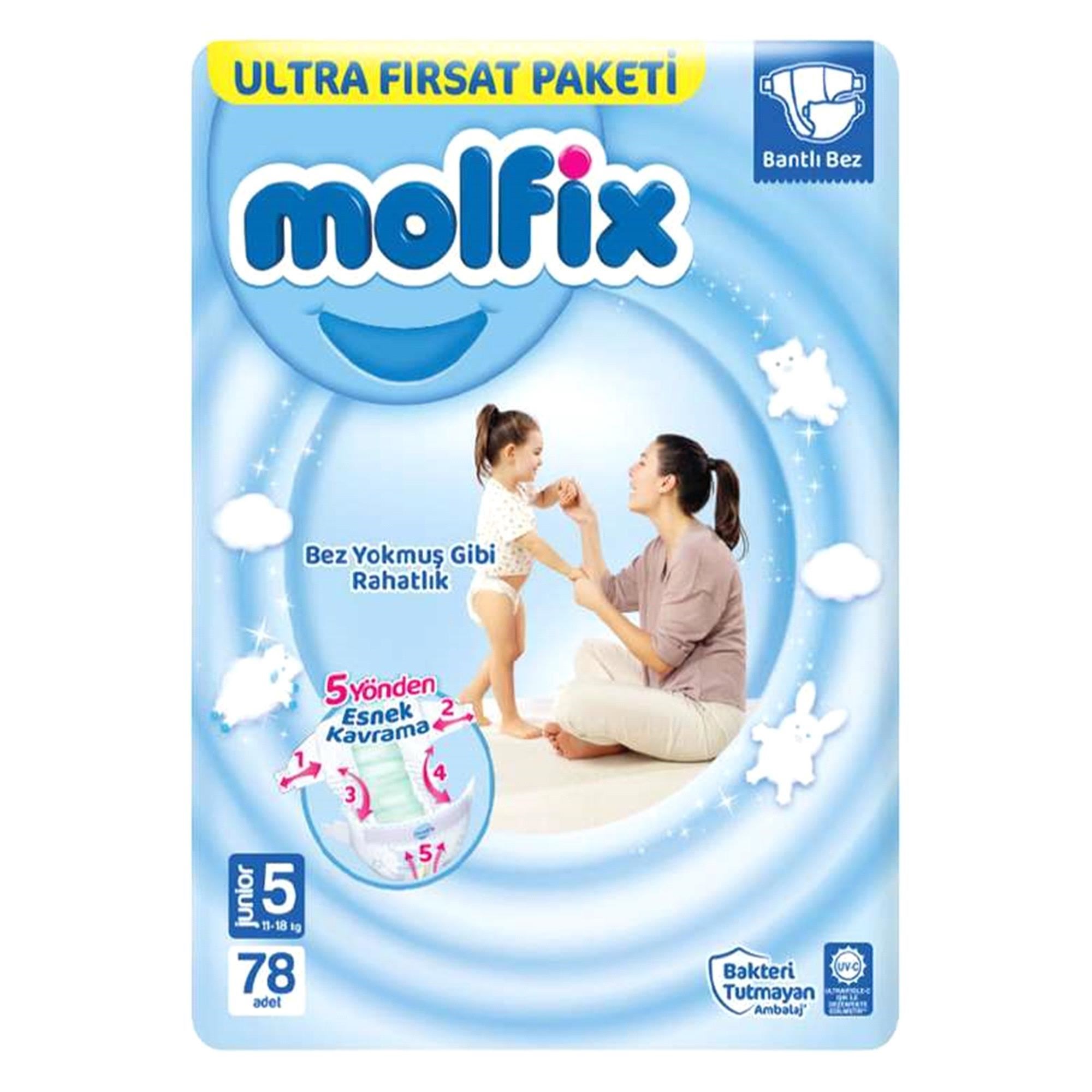 Molfix Ultra Fırsat Paketi Junior No:5 Beden Bebek Bezi 78 Adet