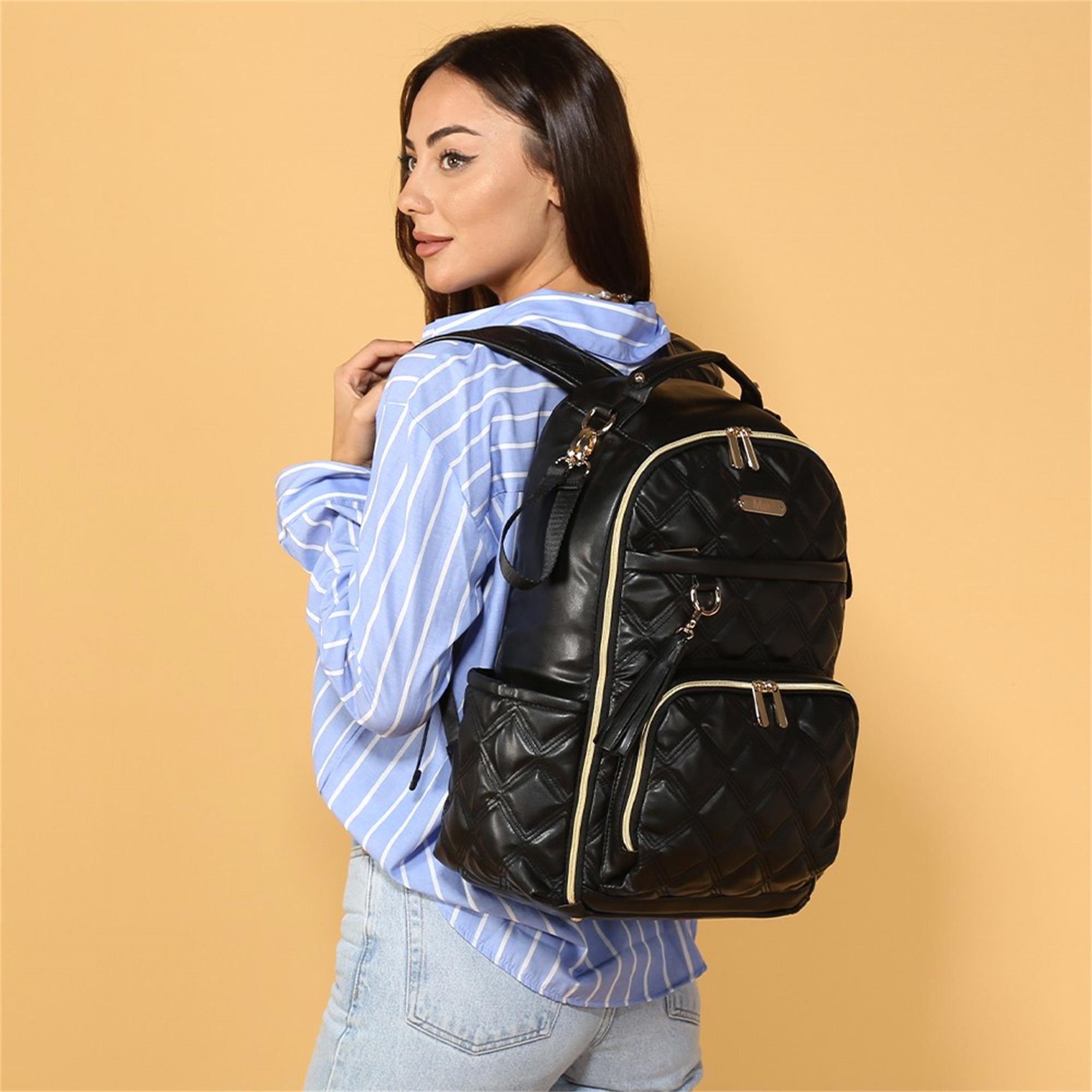 MY Collection Oeste Deri Anne Bebek Bakım Çantası Siyah 7300