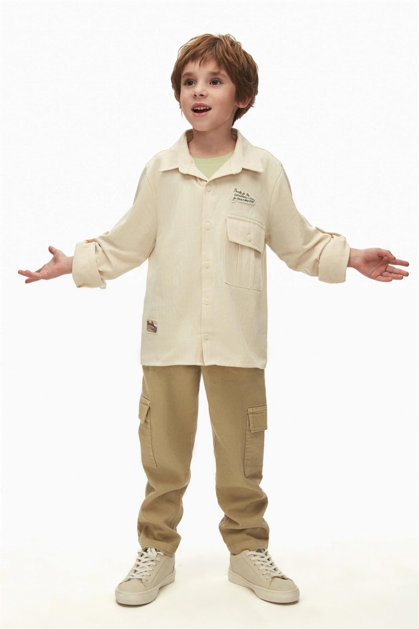 NK Kids Erkek Çocuk Gömlek Krem 48523