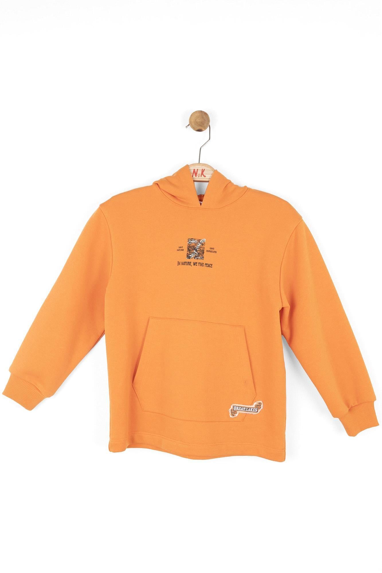 NK Kids Erkek Çocuk Kapişonlu Sweat Turuncu 47505