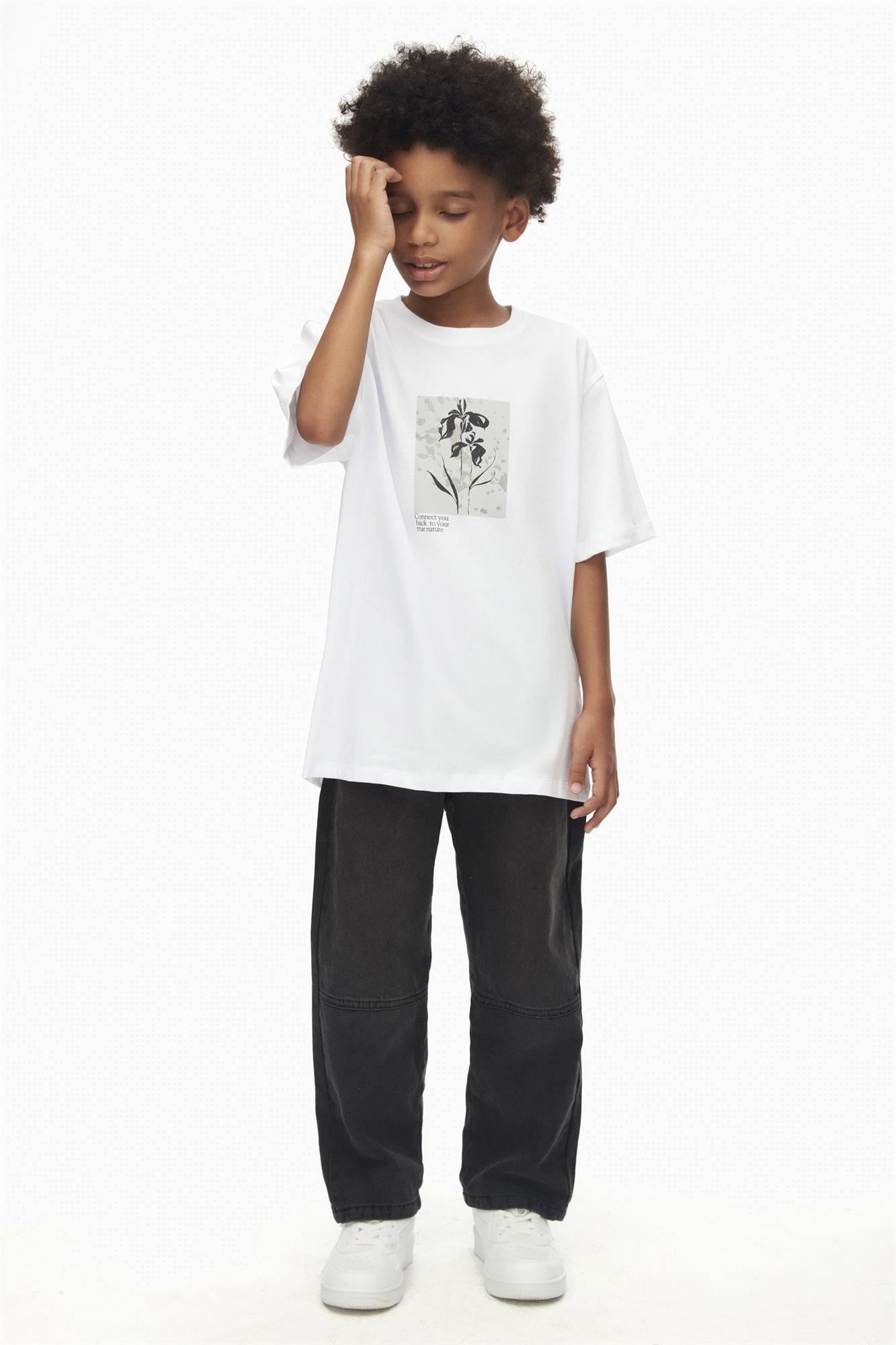 NK Kids Erkek Çocuk Tişört Beyaz-Gri 48301