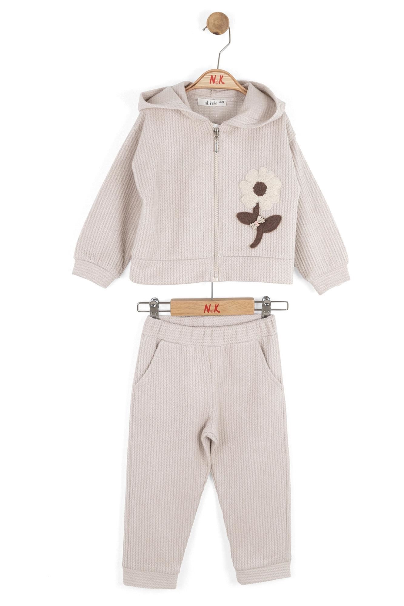 NK Kids Kız Bebek Krokan Takım Vizon 1-4 Yaş 19600