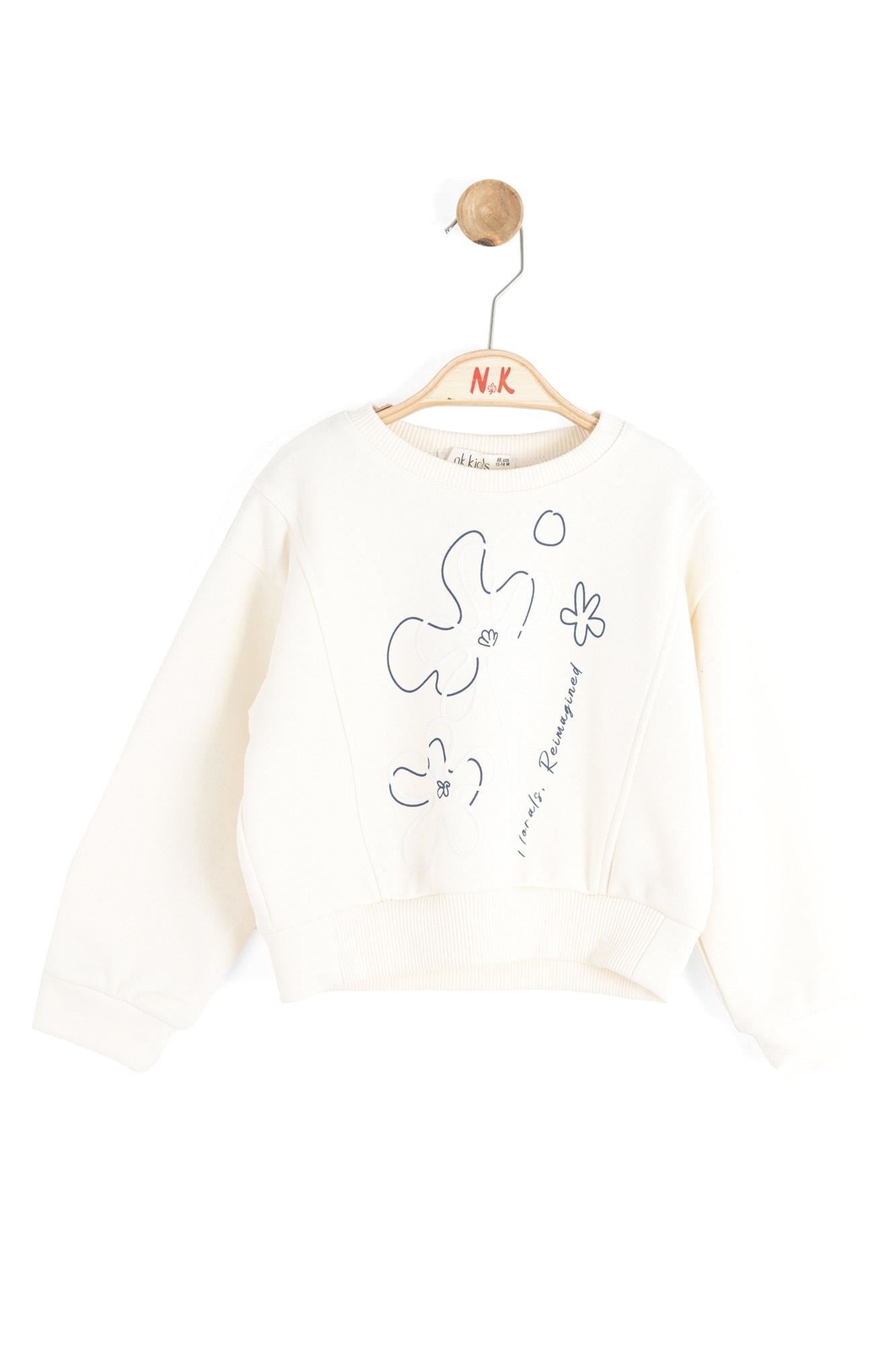 NK Kids Kız Bebek Magnet Sweat 1-4 Yaş Krem-Lacivert 39601