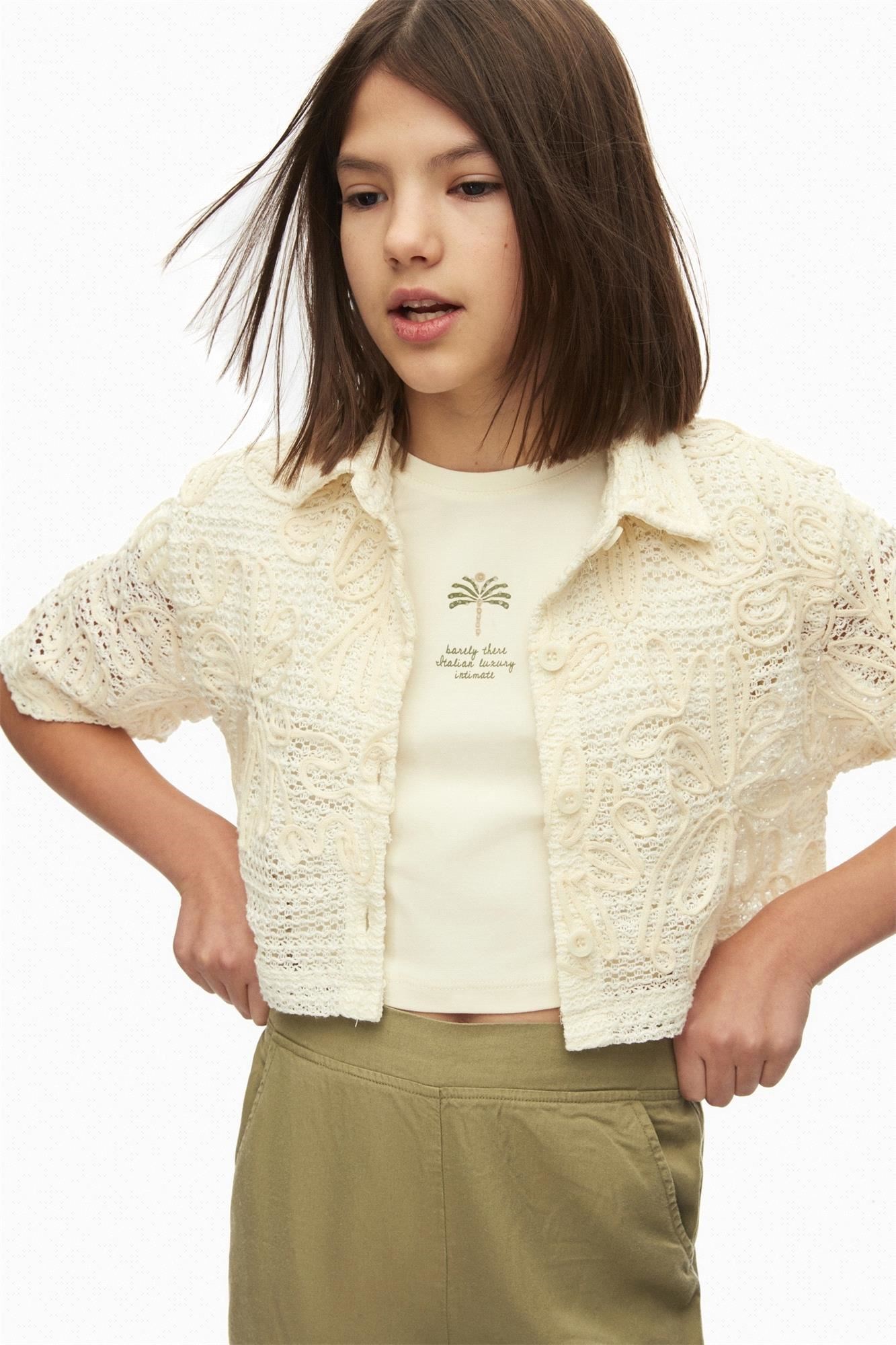 NK Kids Kız Çocuk Gömlek Krem 38339