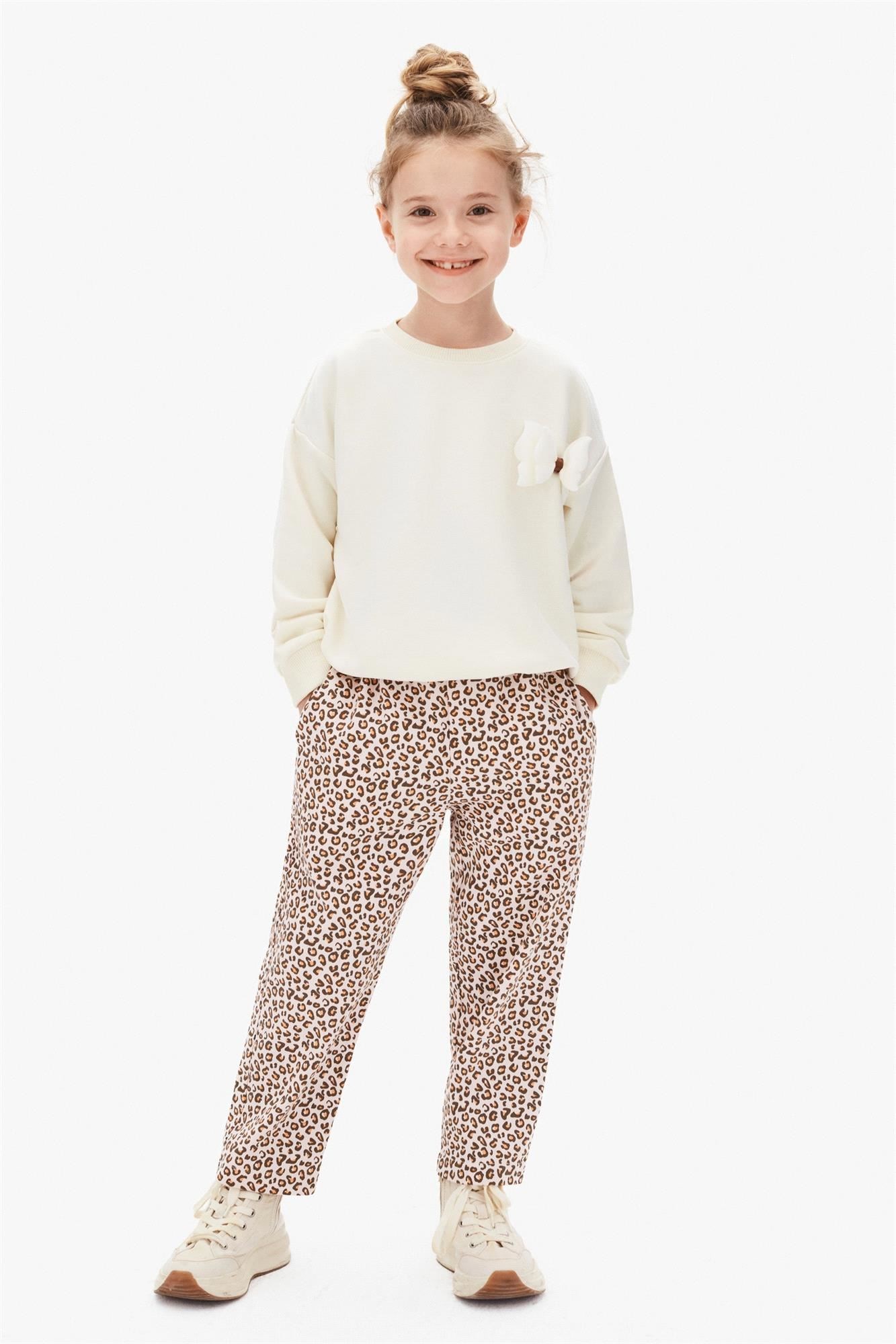 NK Kids Kız Çocuk Leopar Pantolon Pudra 4-8 Yaş 59513