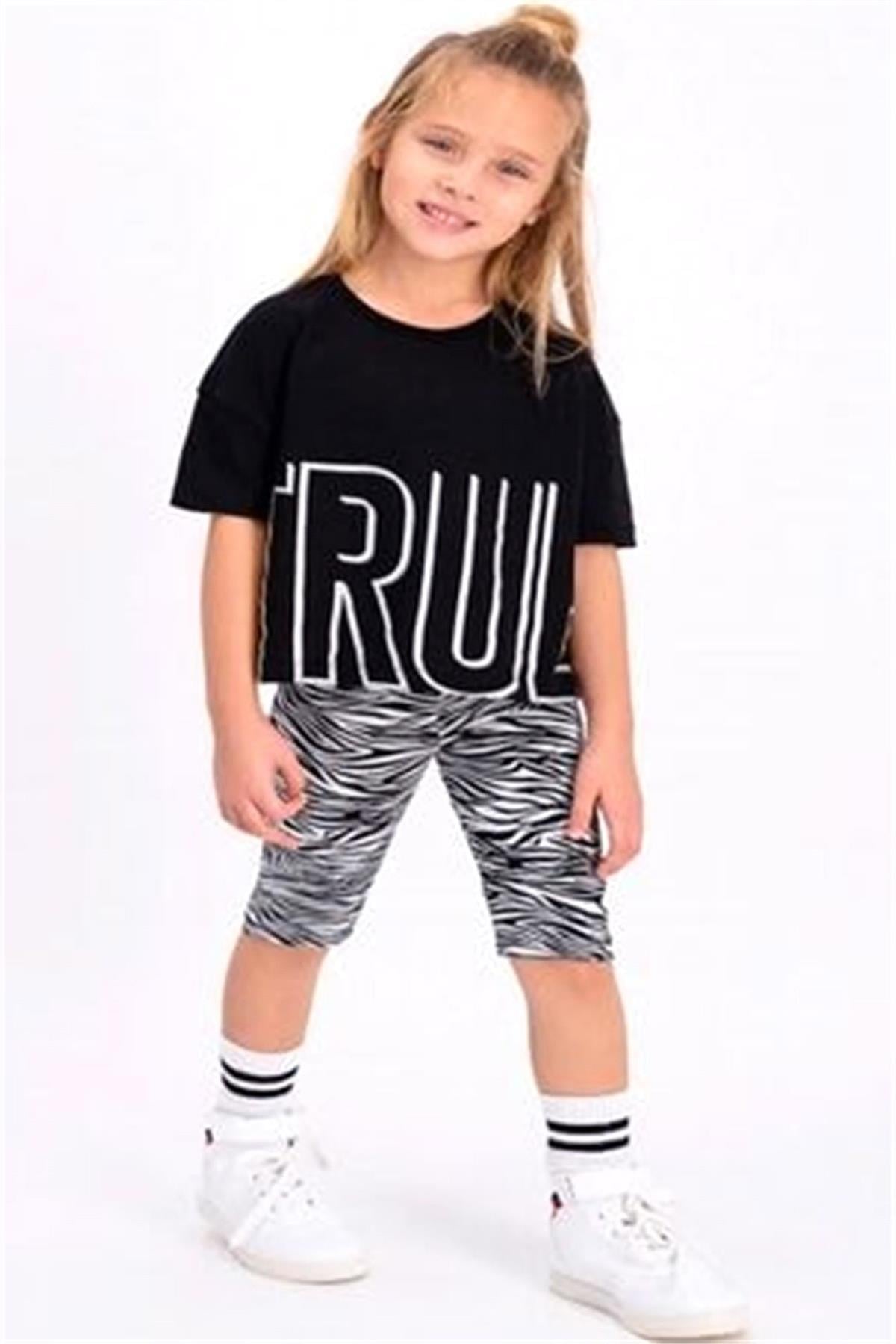 Rolypoly 2-8 Yaş Bermuda Takım Siyah RP2482-2