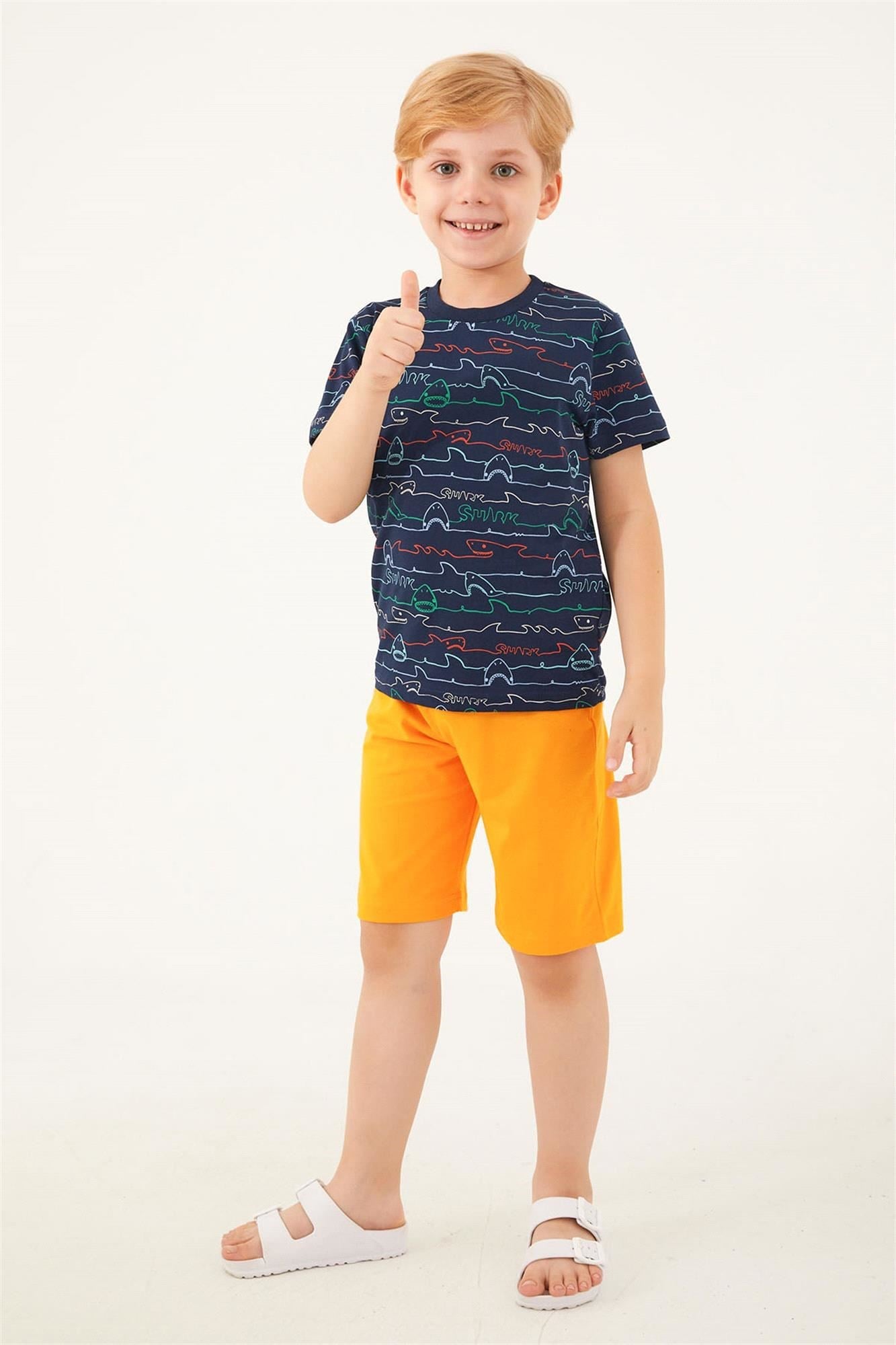 RolyPoly Erkek Çocuk KöpekBalığı Baskılı Bermuda Takım Lacivert RP3102-2