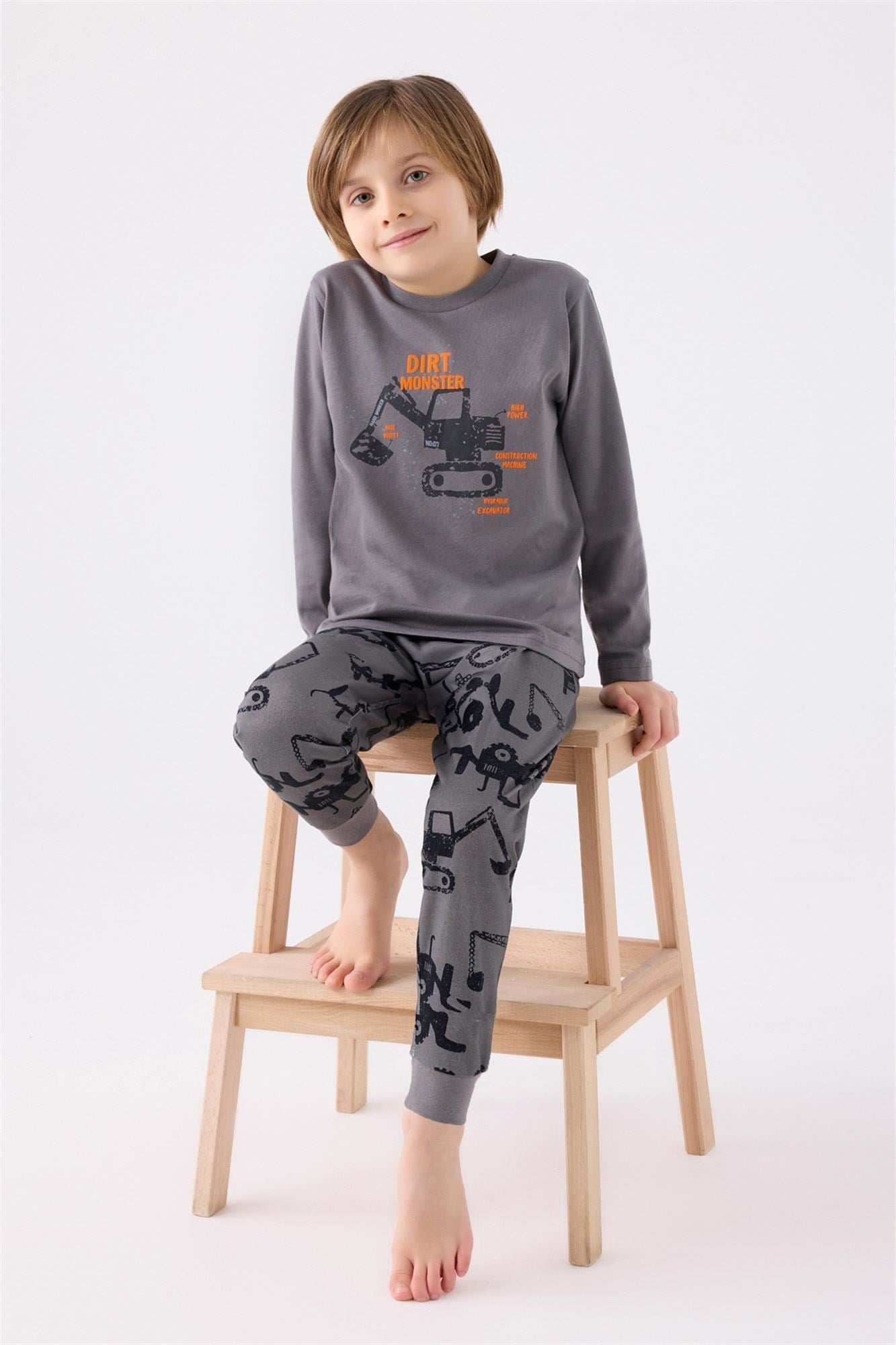 RolyPoly Erkek Çocuk Pijama Takımı K.Gri RP3424-2