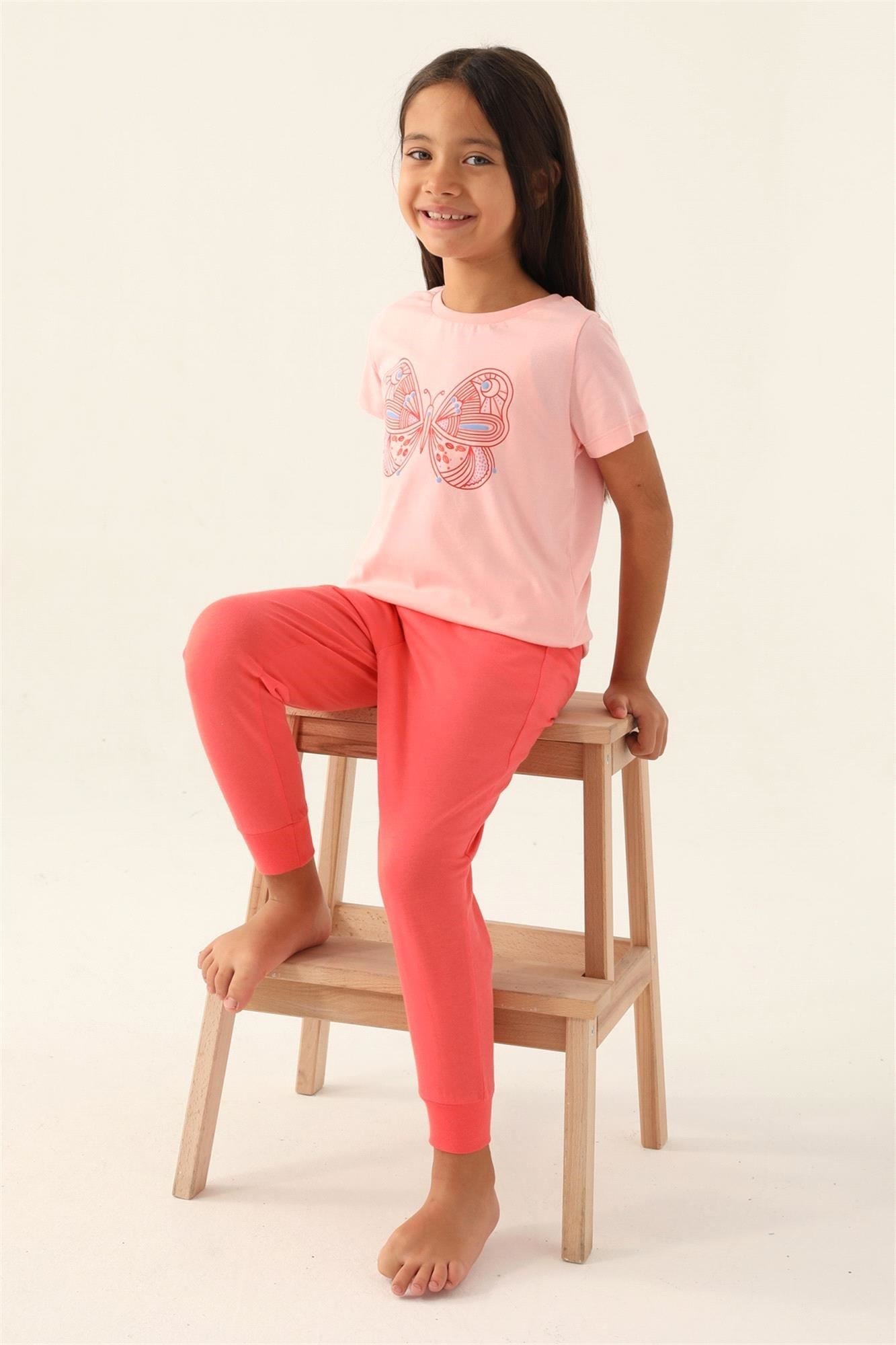 RolyPoly Kız Çocuk Garson Boy Pijama Takımı Somon RP3390-G
