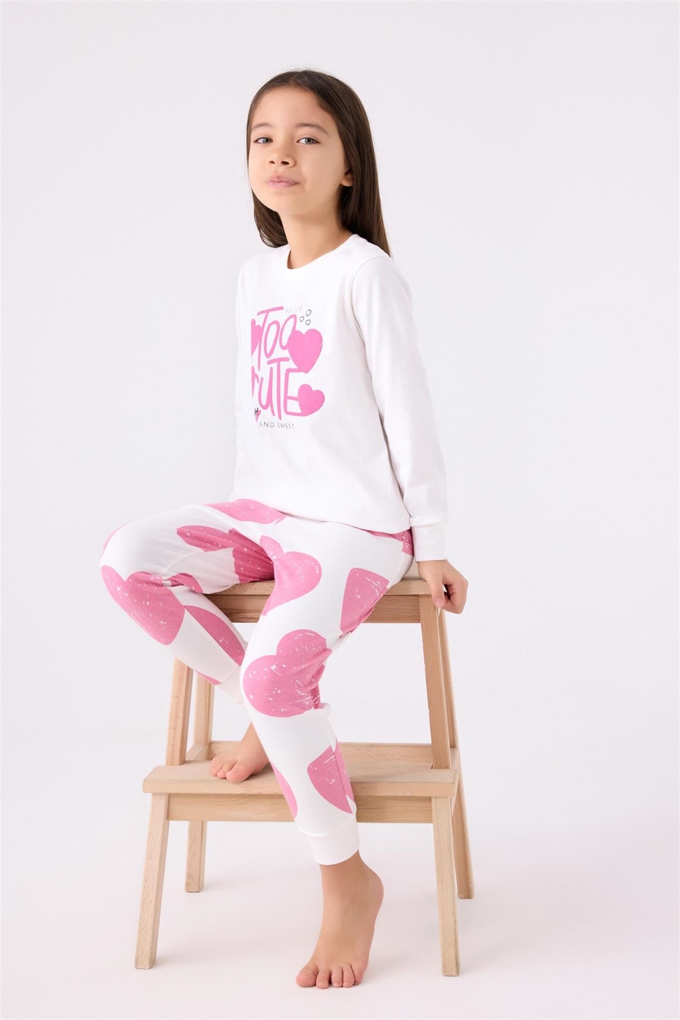 RolyPoly Kız Çocuk Pijama Takımı Krem Karanfil RP3471-2
