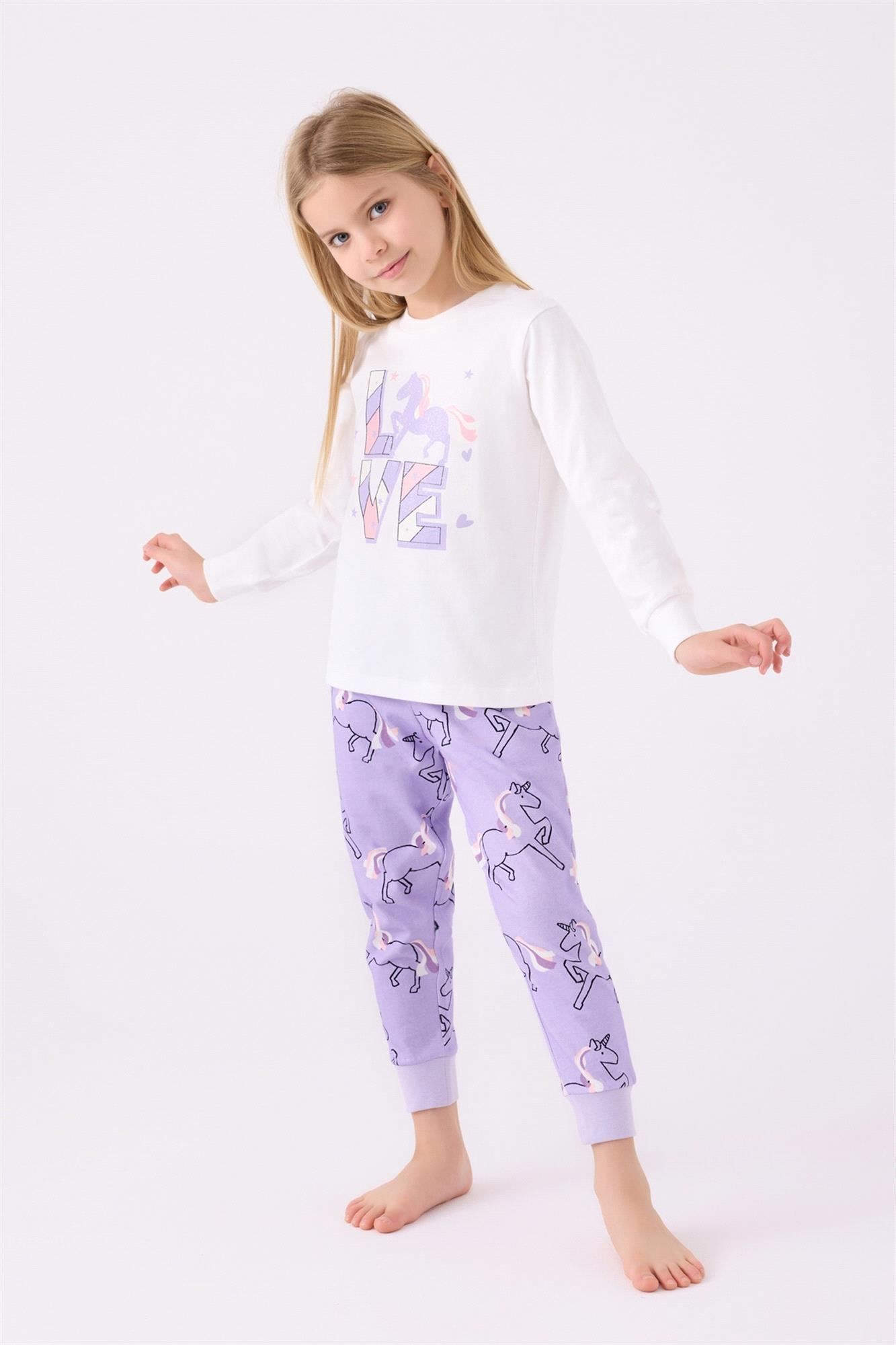 RolyPoly Kız Çocuk Pijama Takımı Krem RP3476-2