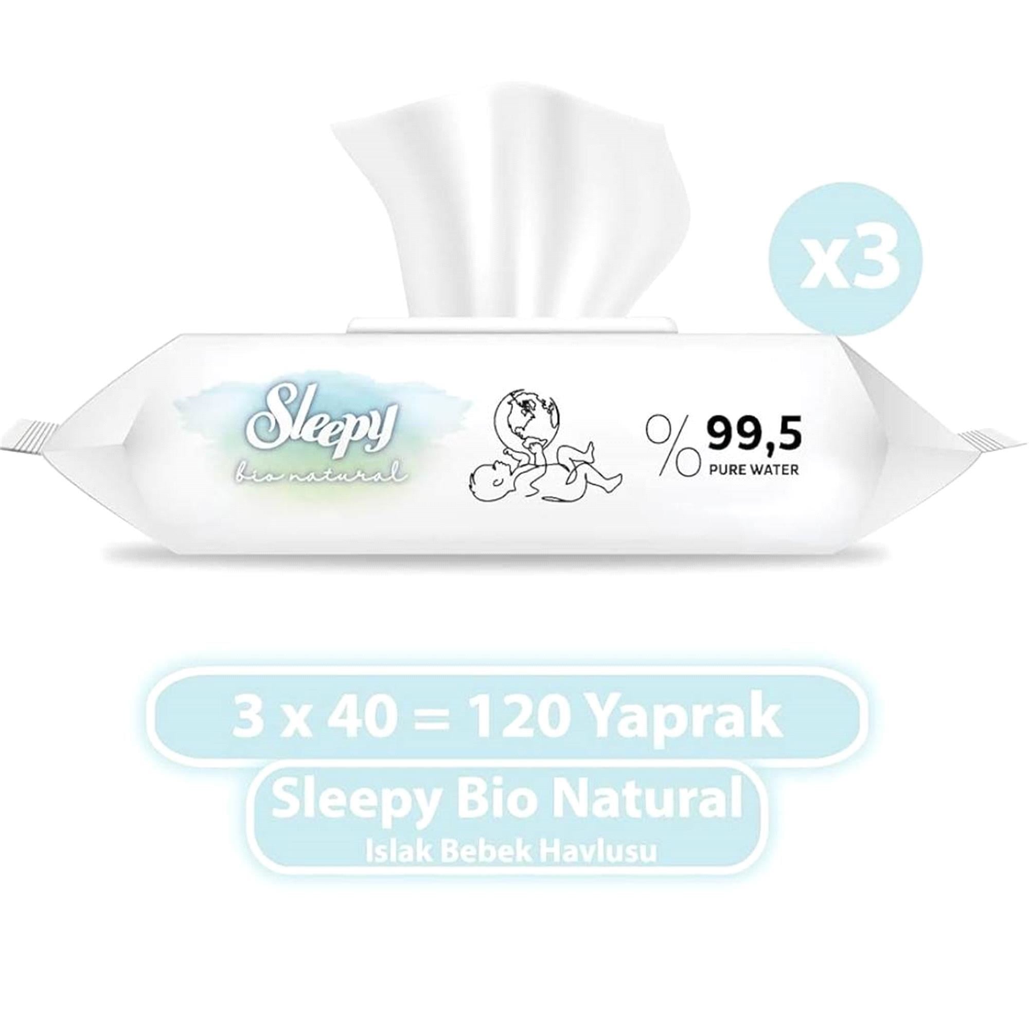 Sleepy Bio Natural Islak Havlu 3x40 Adet