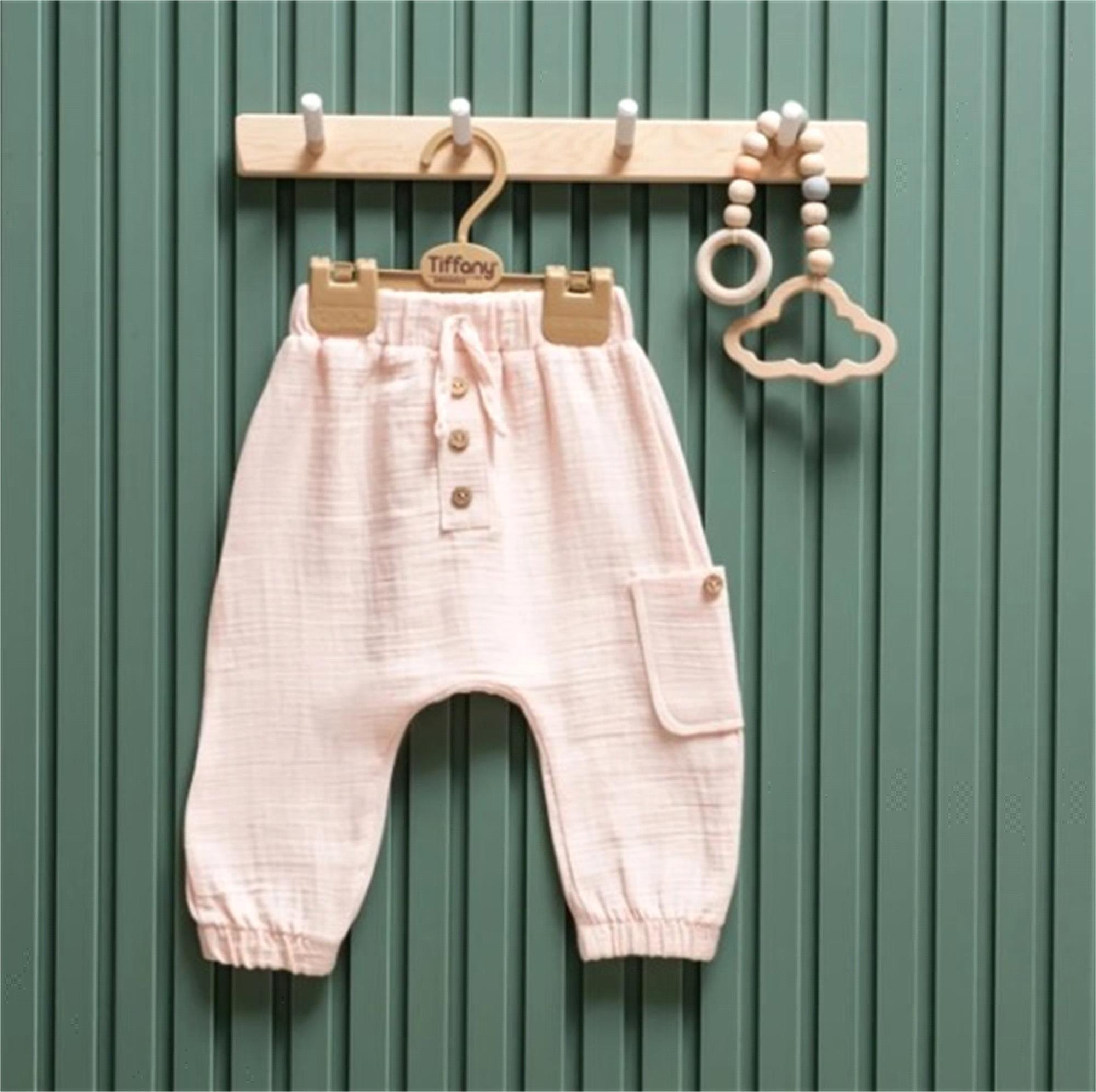 Tiffany Müslin Şalvar Düğmeli Alt 26006 Pudra