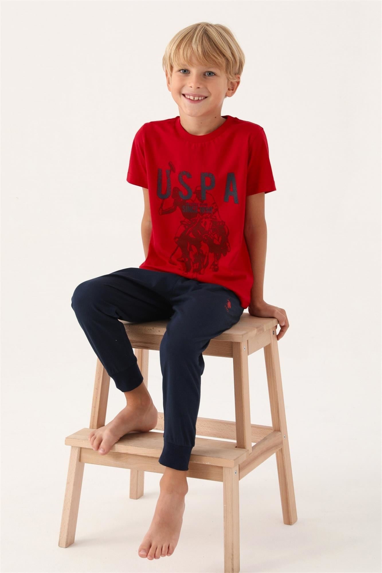 U.S.Polo Erkek Çocuk Garson Boy Pijama Takımı Kırmızı US1739-G