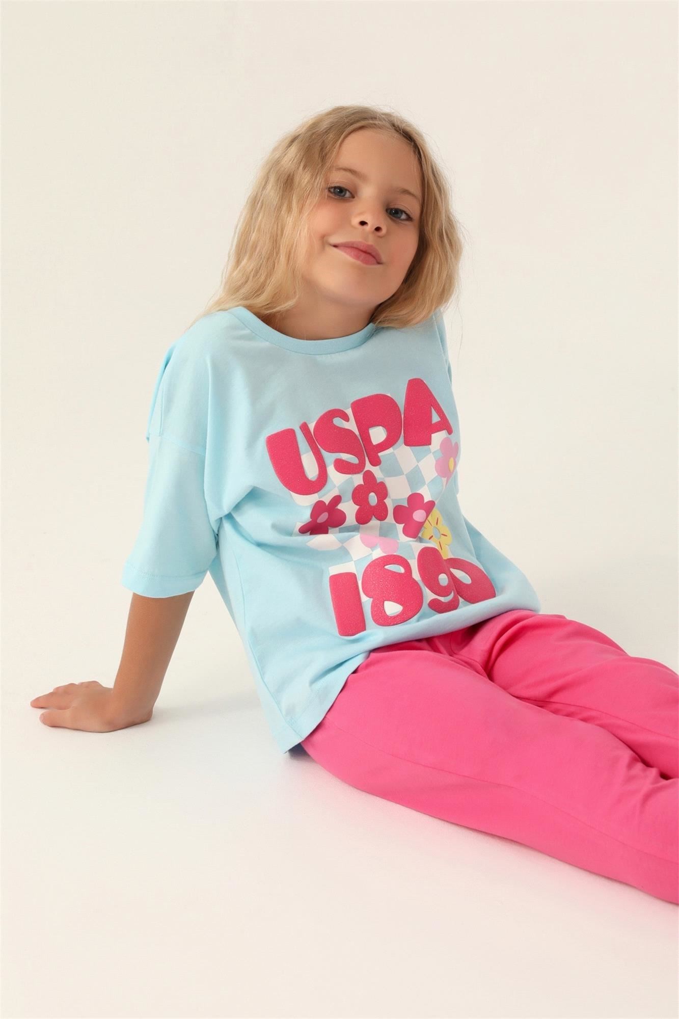 U.S.Polo Kız Çocuk Pijama Takımı Açık Mavi US1812-4