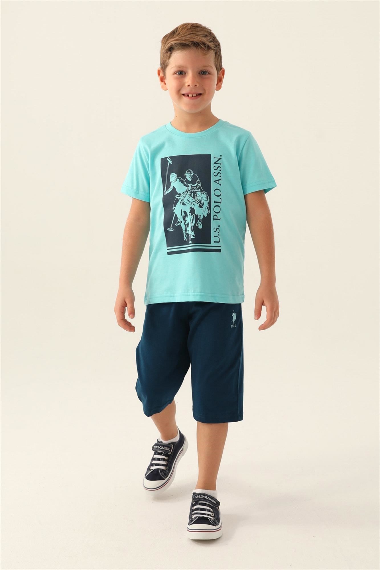 U.S.Polo Erkek Çocuk Kapri Takım Turkuaz US1721-4