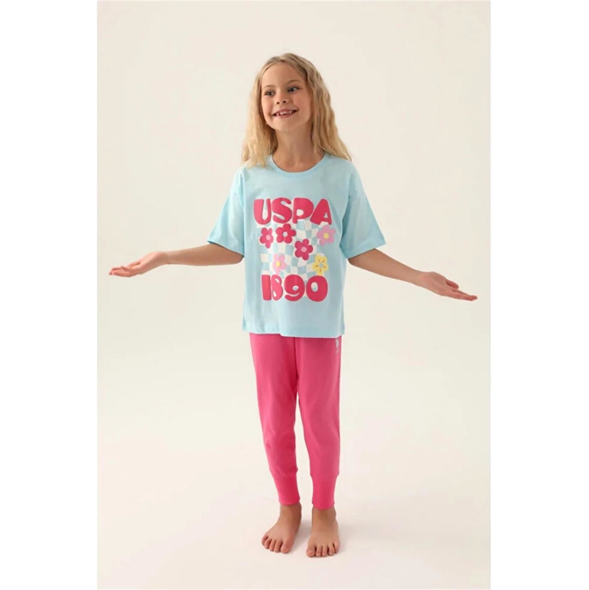 U.S.Polo Kız Çocuk Garson Boy Pijama Takımı Açık Mavi US1812-G