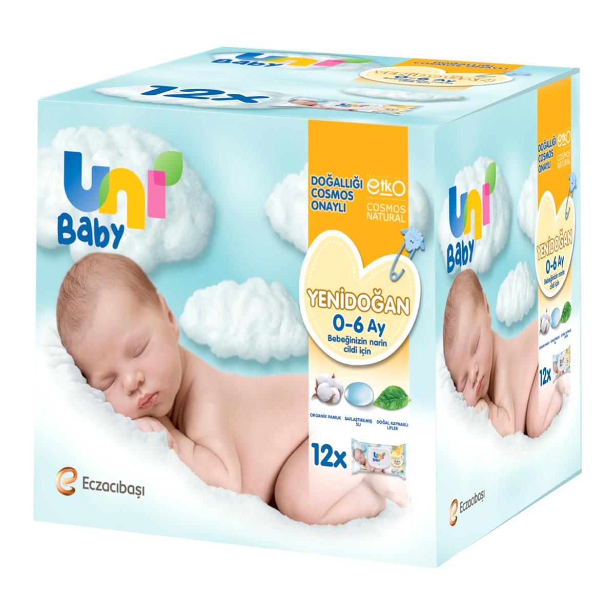 Uni Baby Yenidoğan Cosmos Natural Islak Mendil 12x40