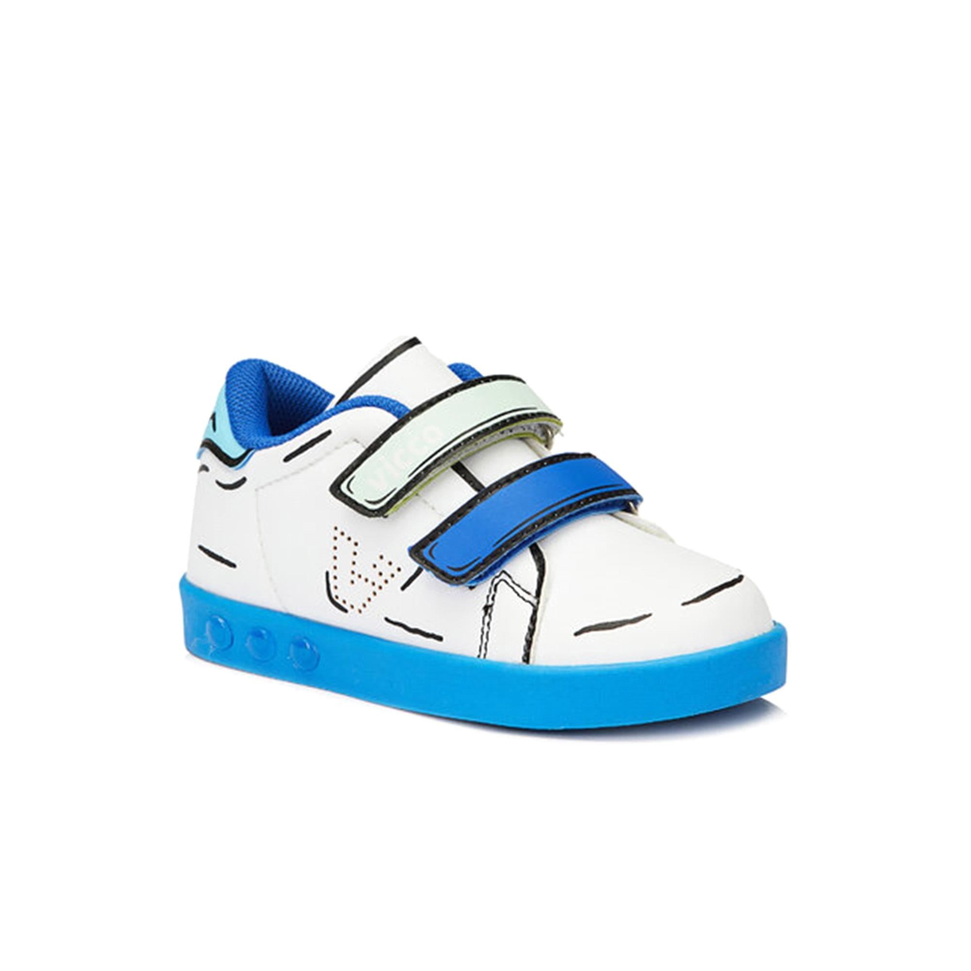 Vicco Picasso Erkek Çocuk Işıklı Spor Ayakkabı Beyaz Saks Mavisi 313.B22Y.153