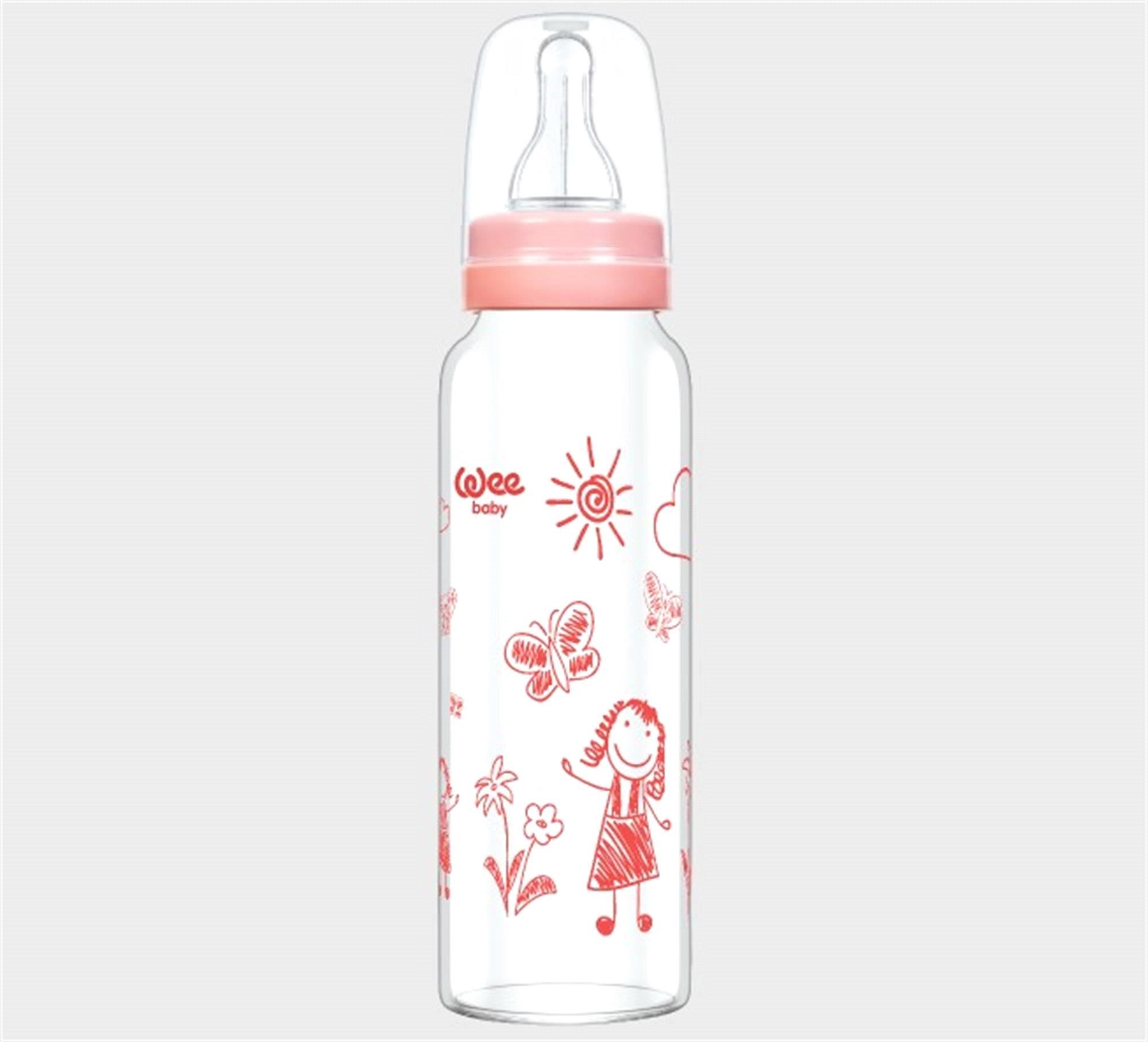 Wee Baby Isıya Dayanıklı Cam Biberon Pembe 772