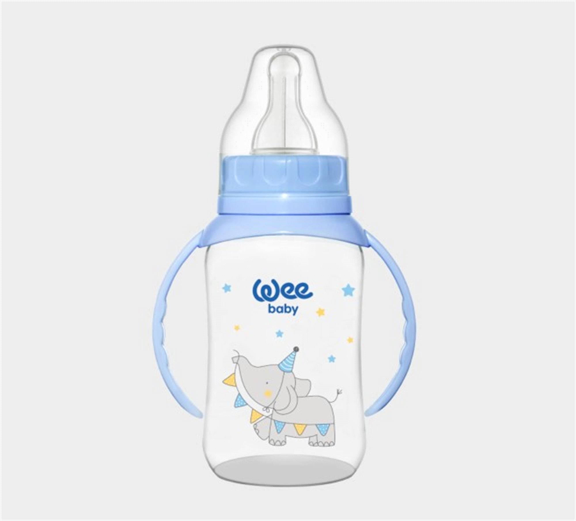 Wee Baby Kulplu 150 Ml Plastik Biberon Mavi 744
