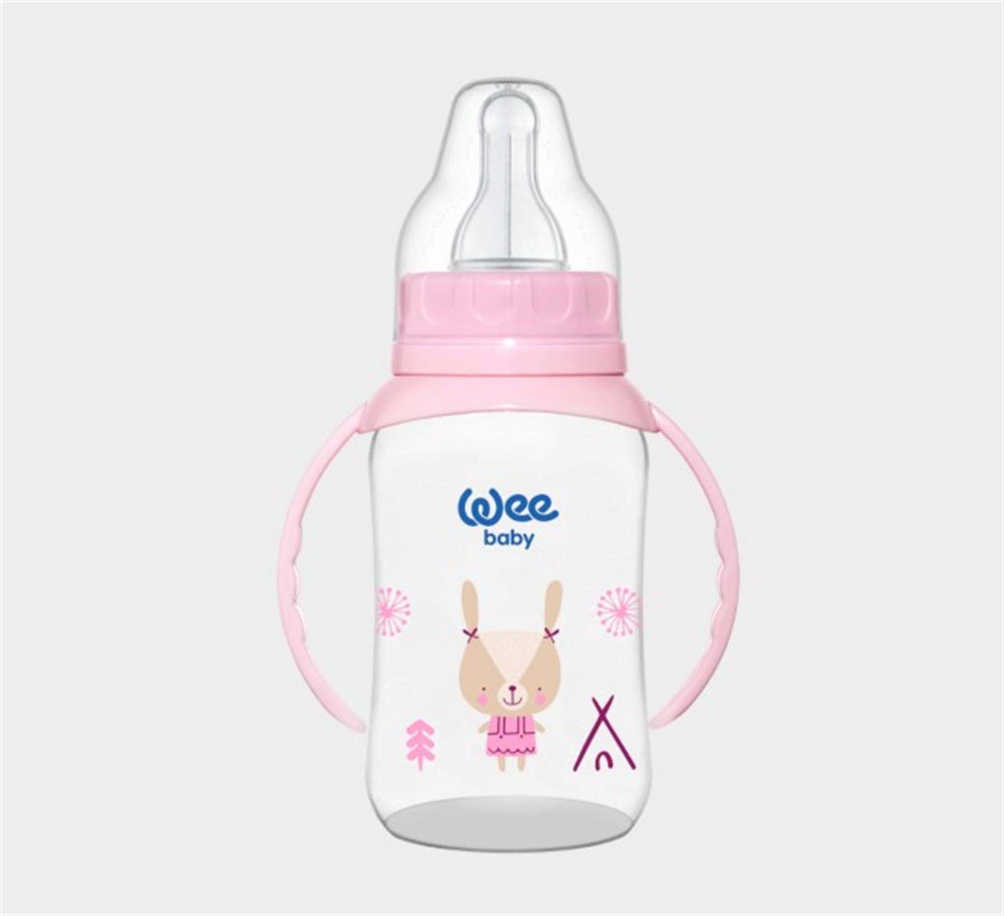 Wee Baby Kulplu 150 Ml Plastik Biberon Pembe 744