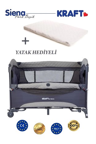 Kraft Siena Anne Yanı Park Yatak Oyun Parkı 70x110 Cm Yatak Hediyeli