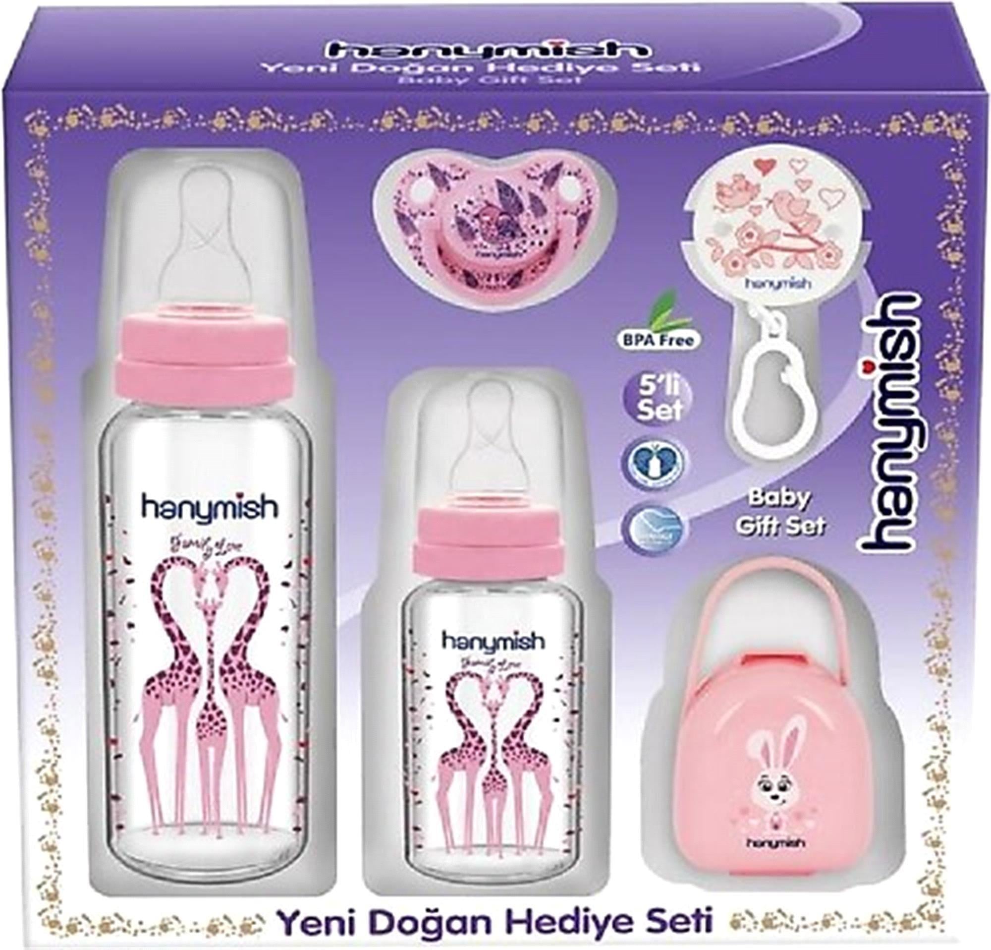 Hanymish 654 PP 5 li  Bebek Hediye Seti Pembe