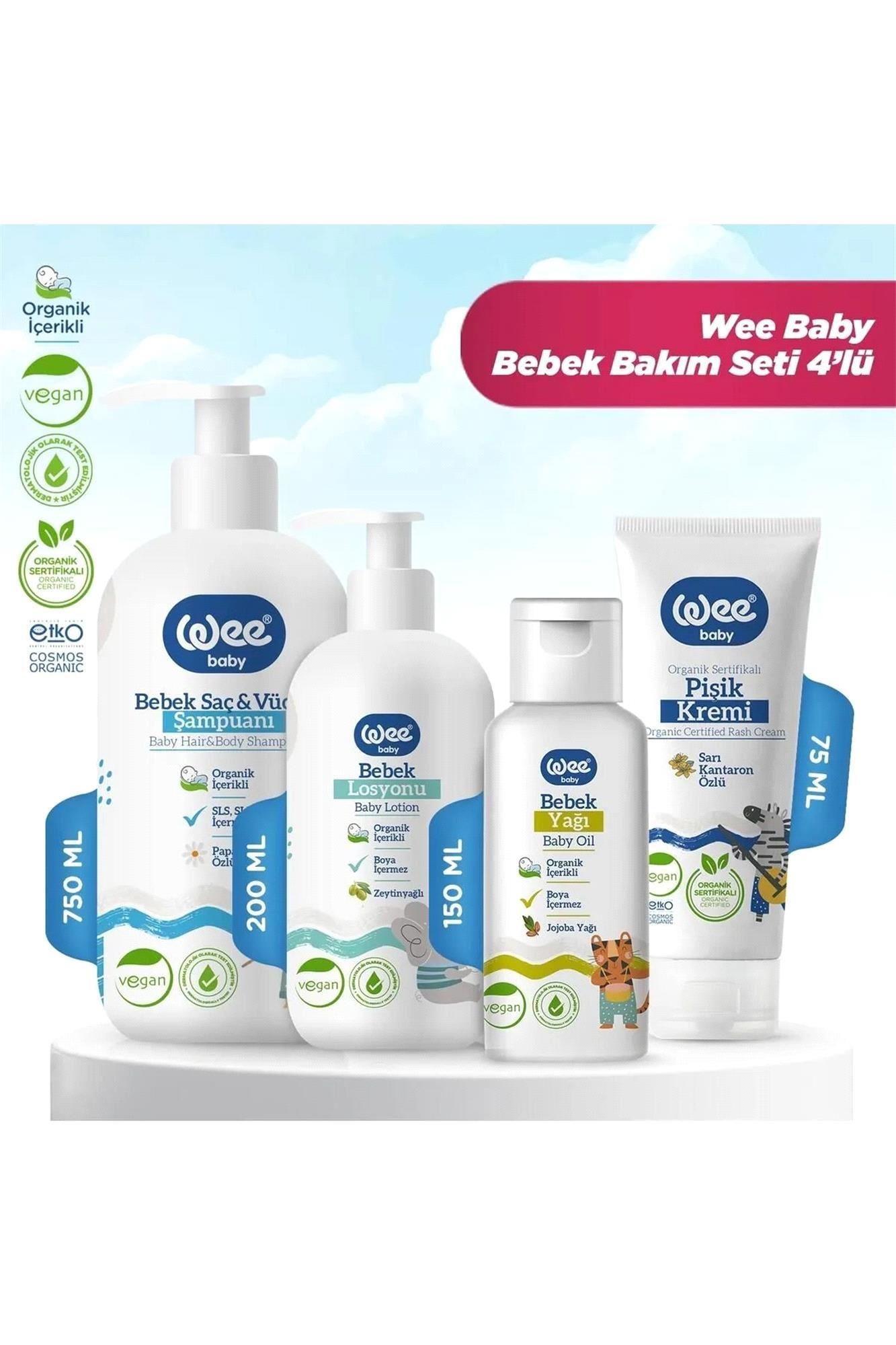 Wee Baby Bebek Yağı 150ml+Şampuan 750ml+Losyon 200ml +Pişik Kremi 75ml