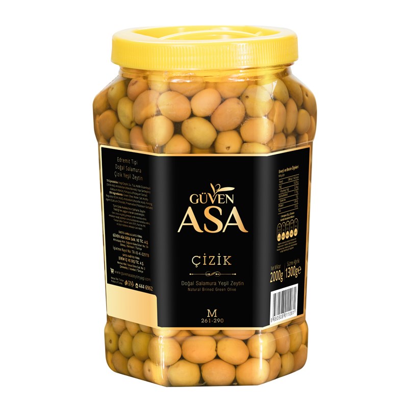 Edremit Çizik Yeşil Zeytin 1300 g Pet Kavanoz (M)