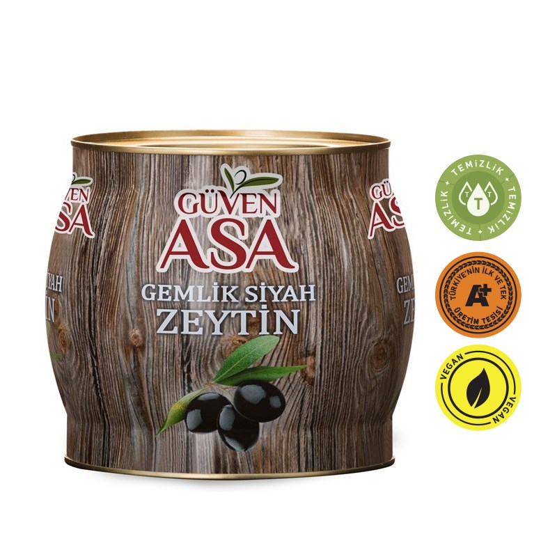 Gemlik Yağlı Sele Siyah Zeytin 2 Kg Teneke (321-350)