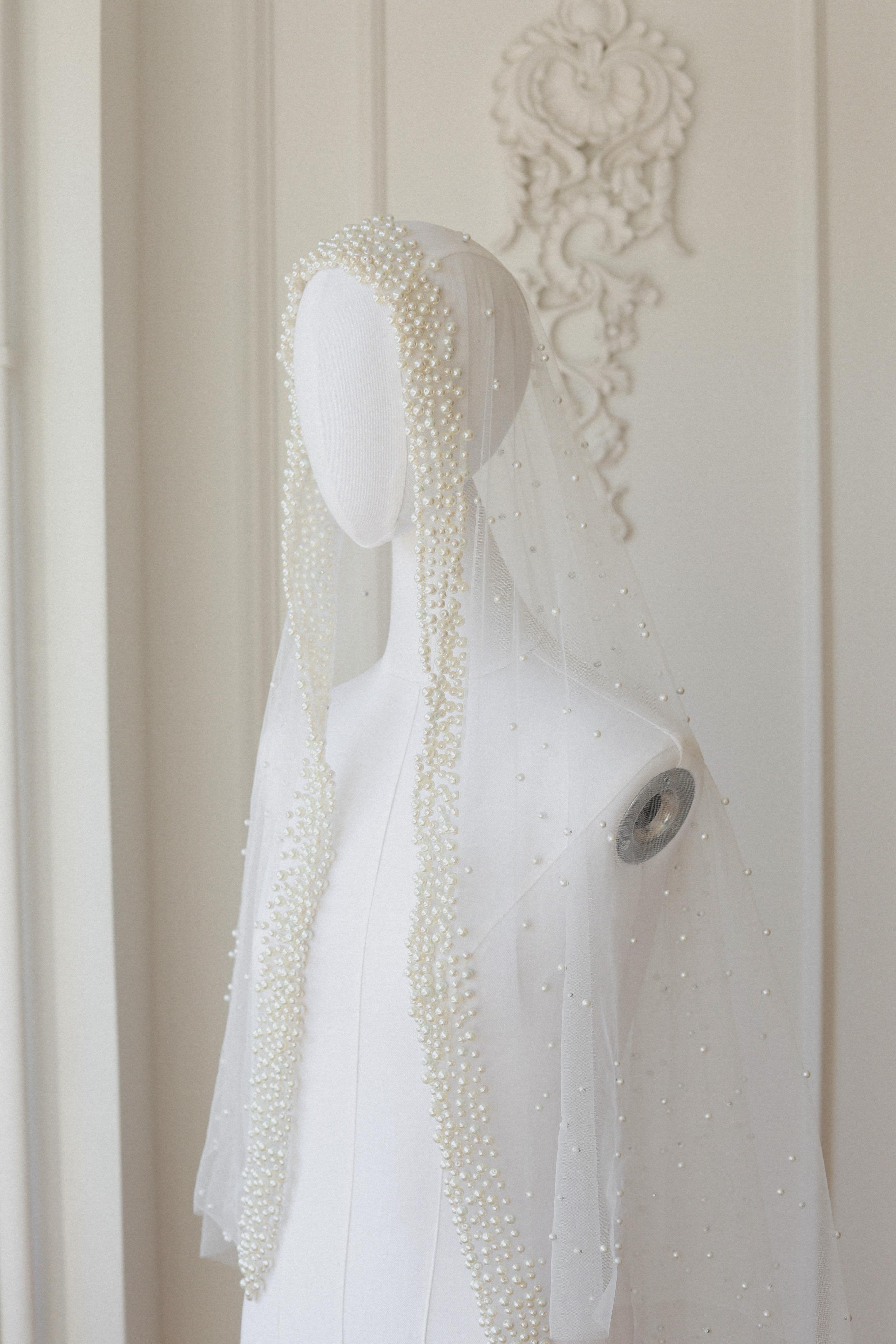 Ekru Sık İncili Duvak