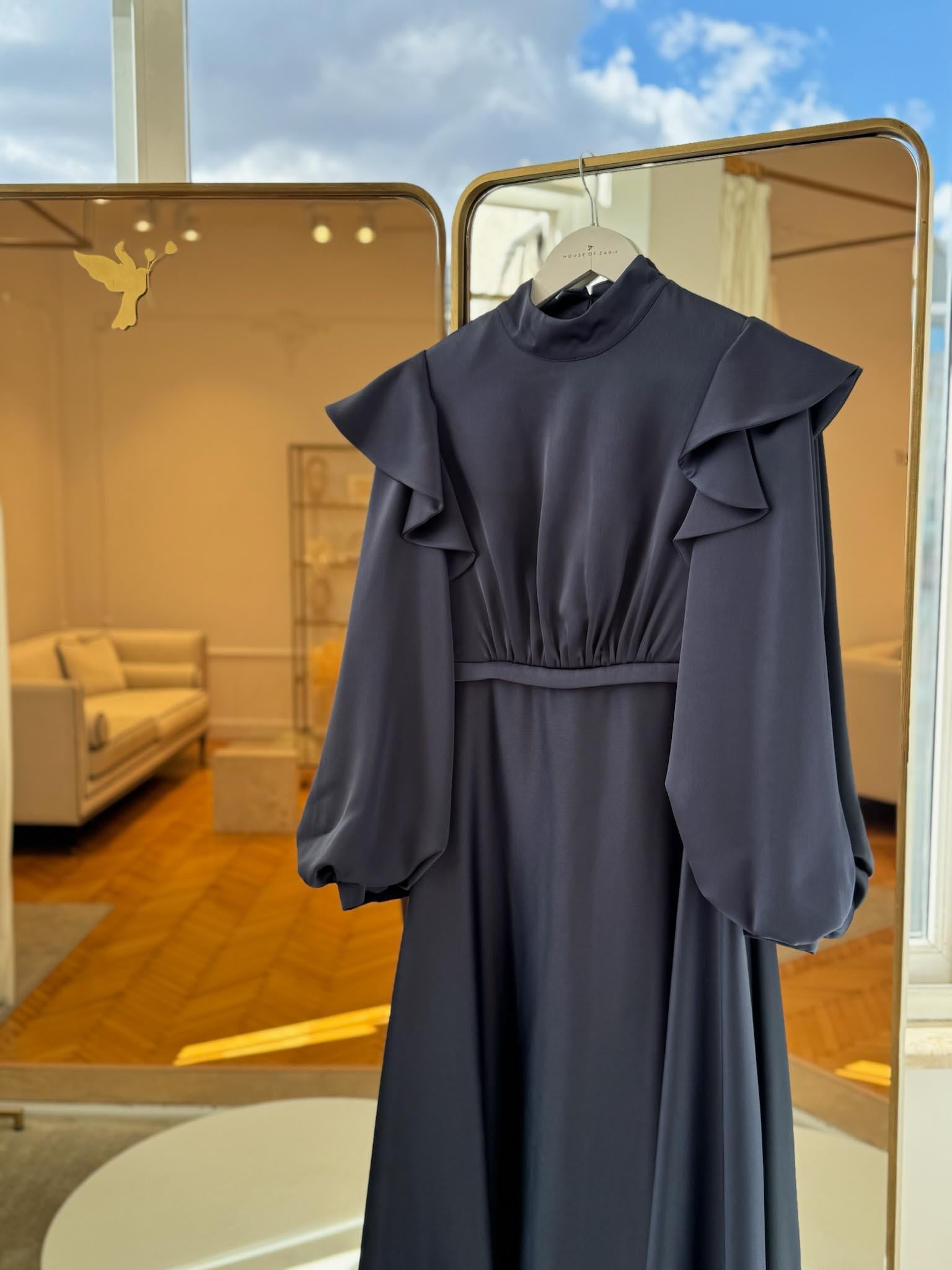 Harmonie (Krep) Lacivert Midi