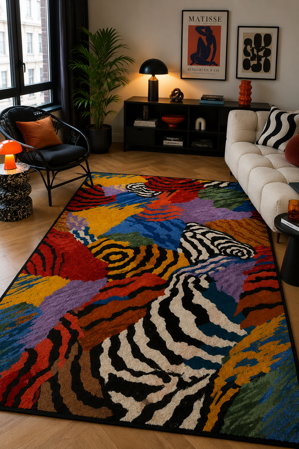 Renkli Desenli Modern Baskılı Kaymaz Yıkanabilir Salon Oturma Odası Antre Halısı Yolluk