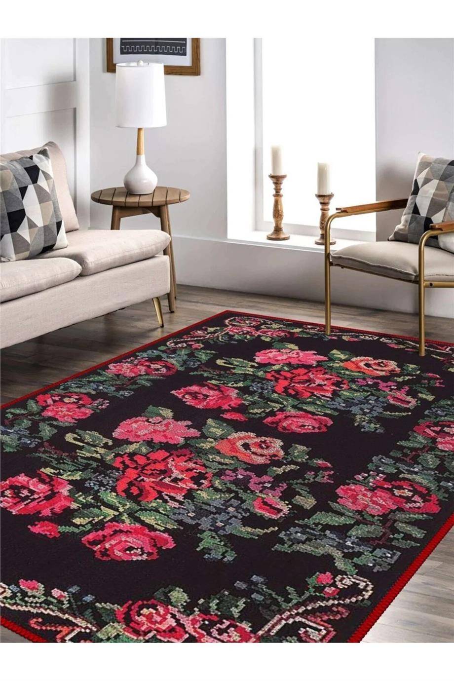 Karabağ Vintage Desen Dokuma Taban Salon - Oturma Odası Halısı