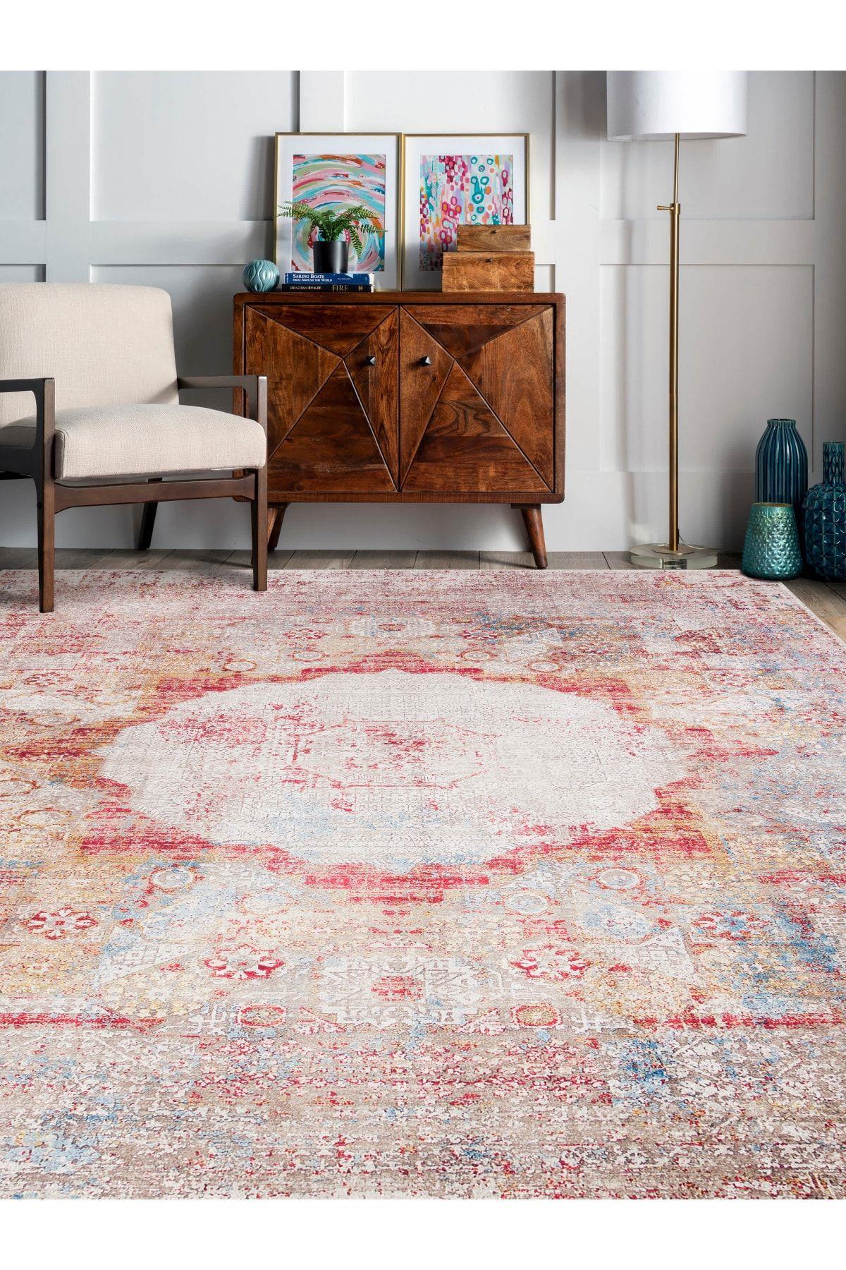 Plomyn Eskitme Desen Dokuma Taban Salon - Oturma Odası Halısı