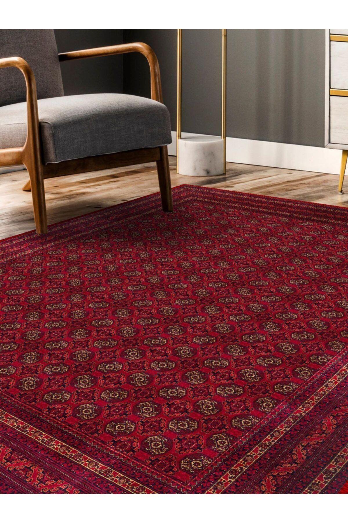 Kavra Afgan Desen Bordo Dokuma Taban Salon - Oturma Odası Halısı