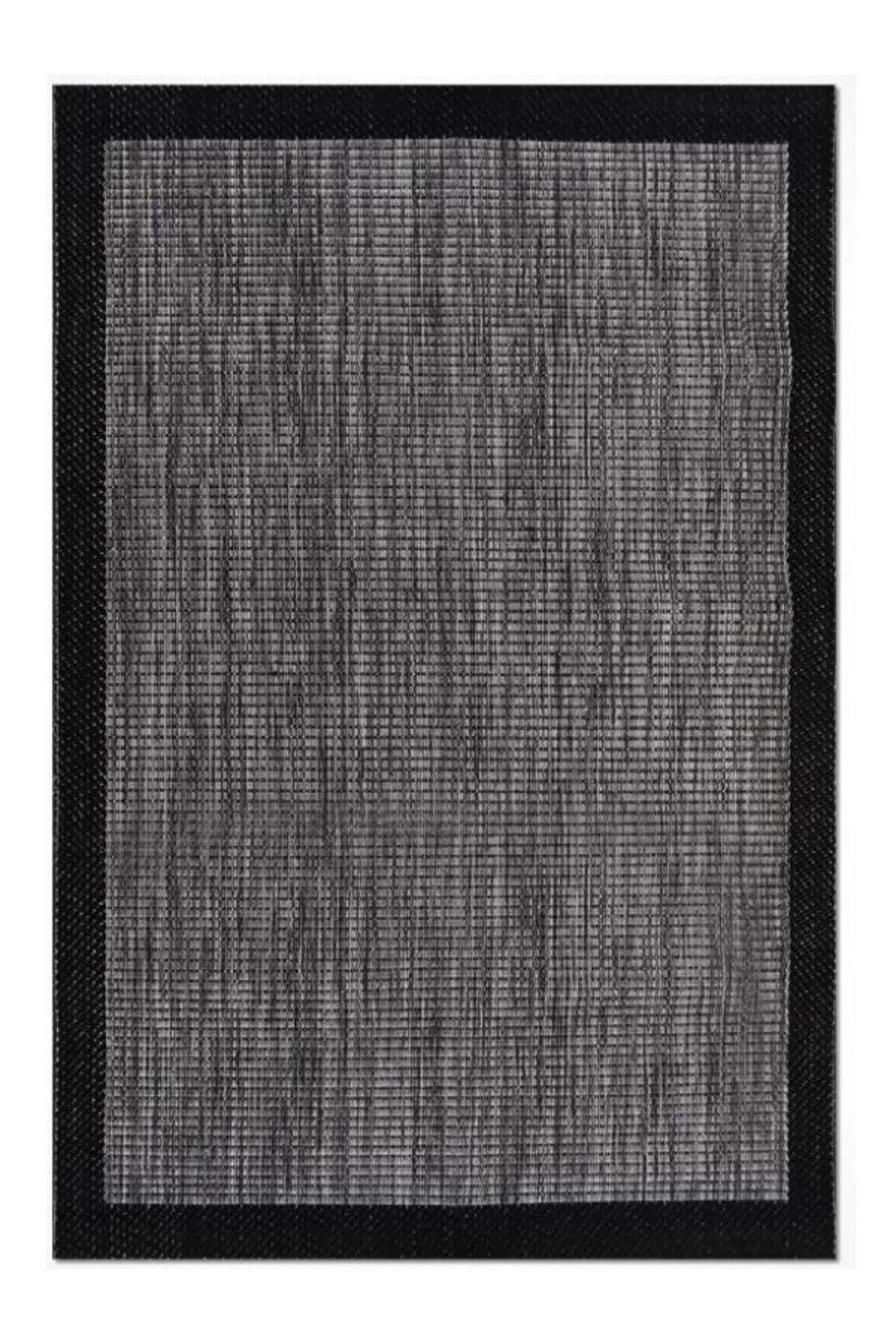 Sisal Halı Hav Toz Vermez Kolay Temizlenen Hasır Doku Balık Sırtı Siyah