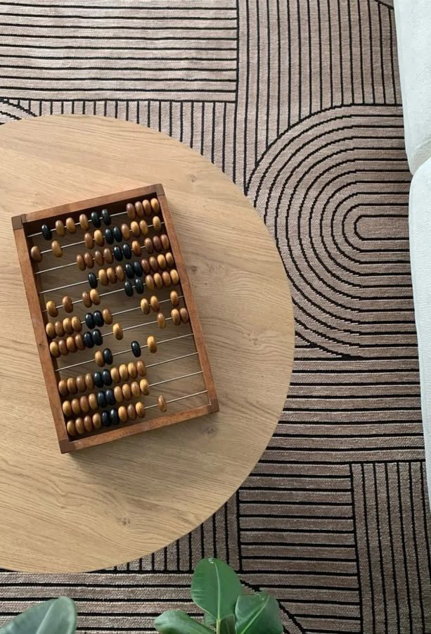 Akça Modern Tasarım Yıkanabilir Dokuma Kaymaz Taban Halı Yolluk Kilim Kahverengi