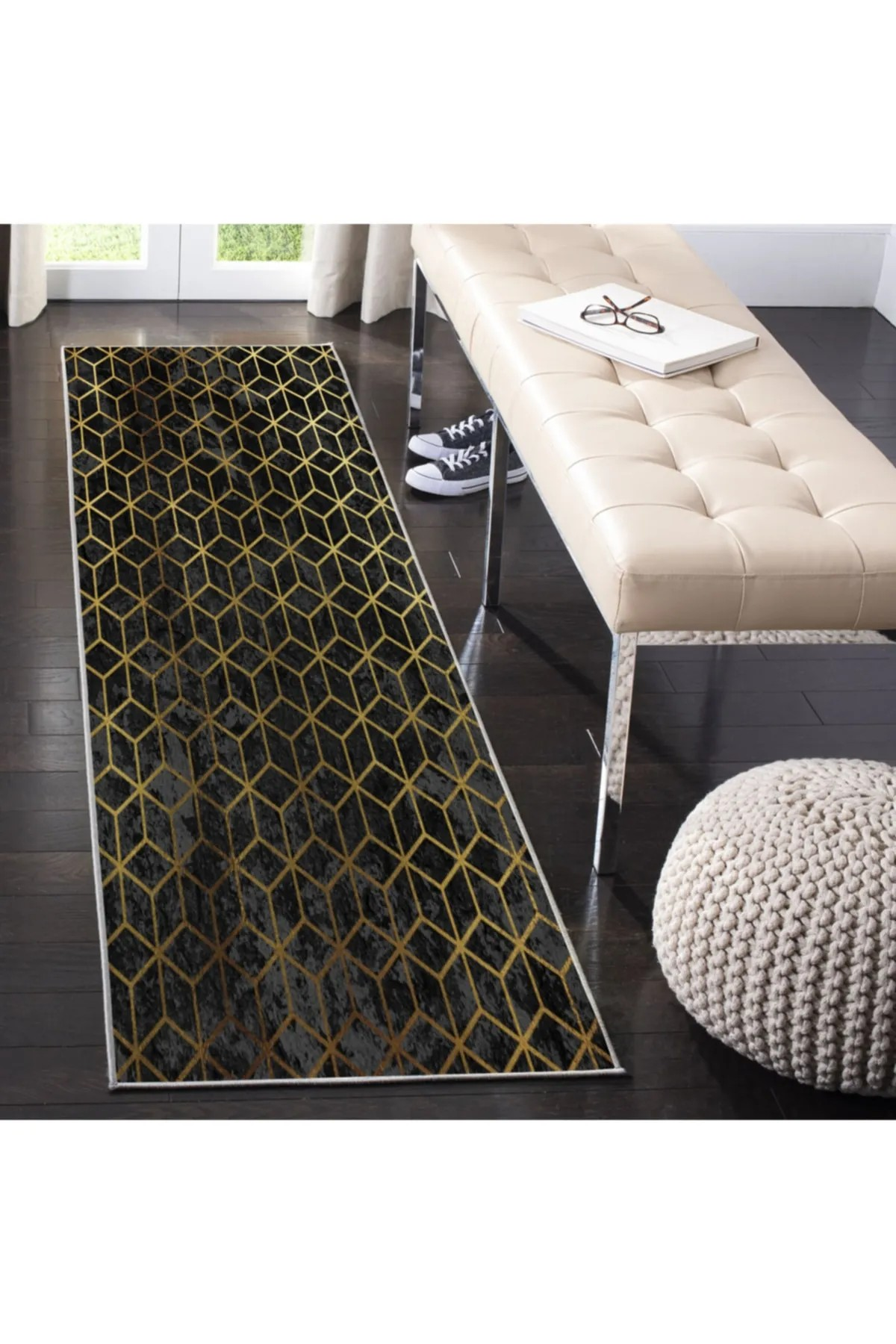 Lomber Modern Desen Kaymaz Taban Salon - Oturma Odası Halısı , Yolluk