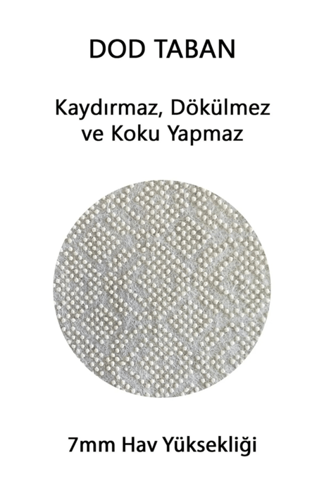 Jivna Vintage Desen Yuvarlak Kaymaz Taban Yıkanabilir Salon Oturma Odası Antre Halısı