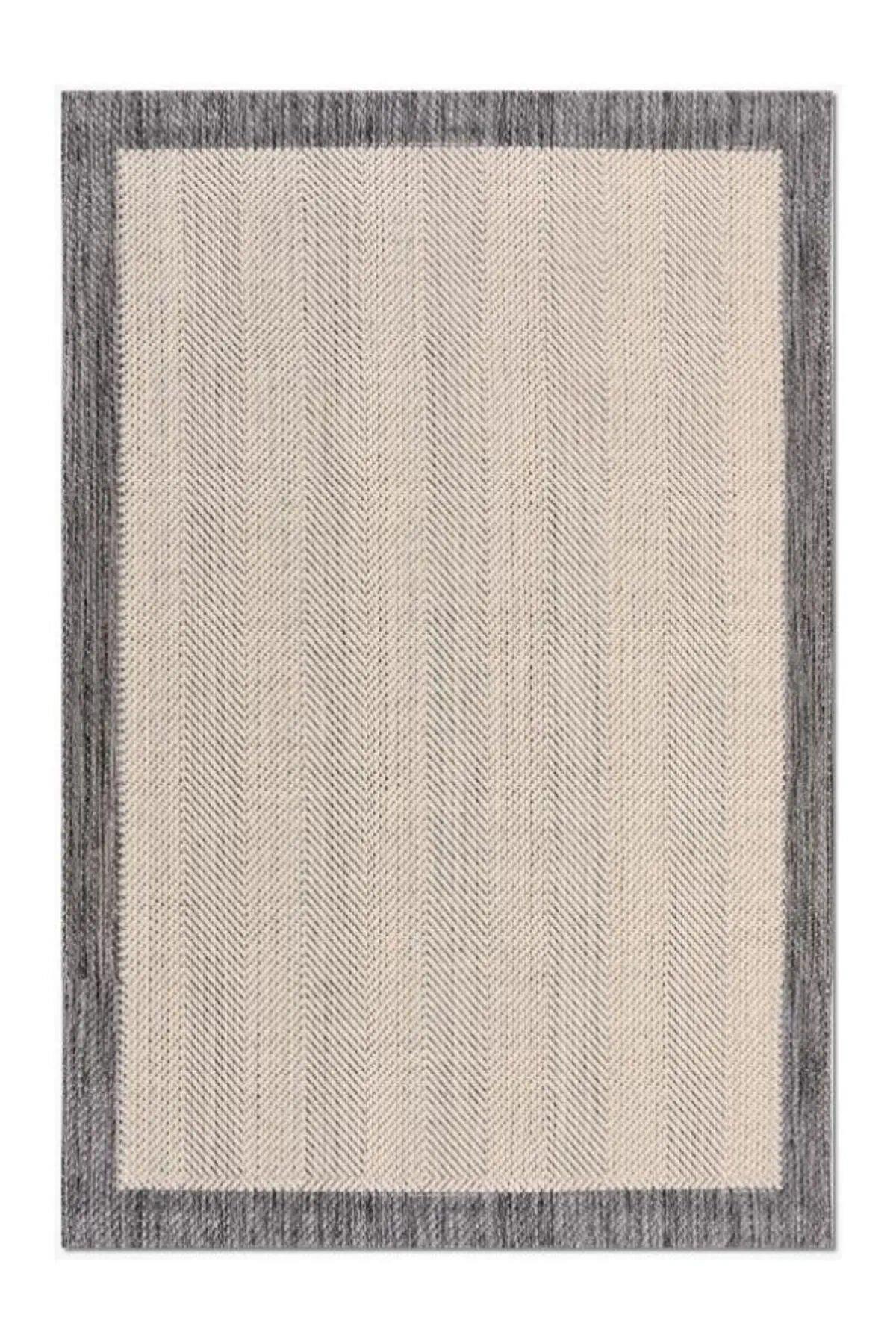 Sisal Halı Hav Toz Vermez Kolay Temizlenen Hasır Doku Balık Sırtı Gri