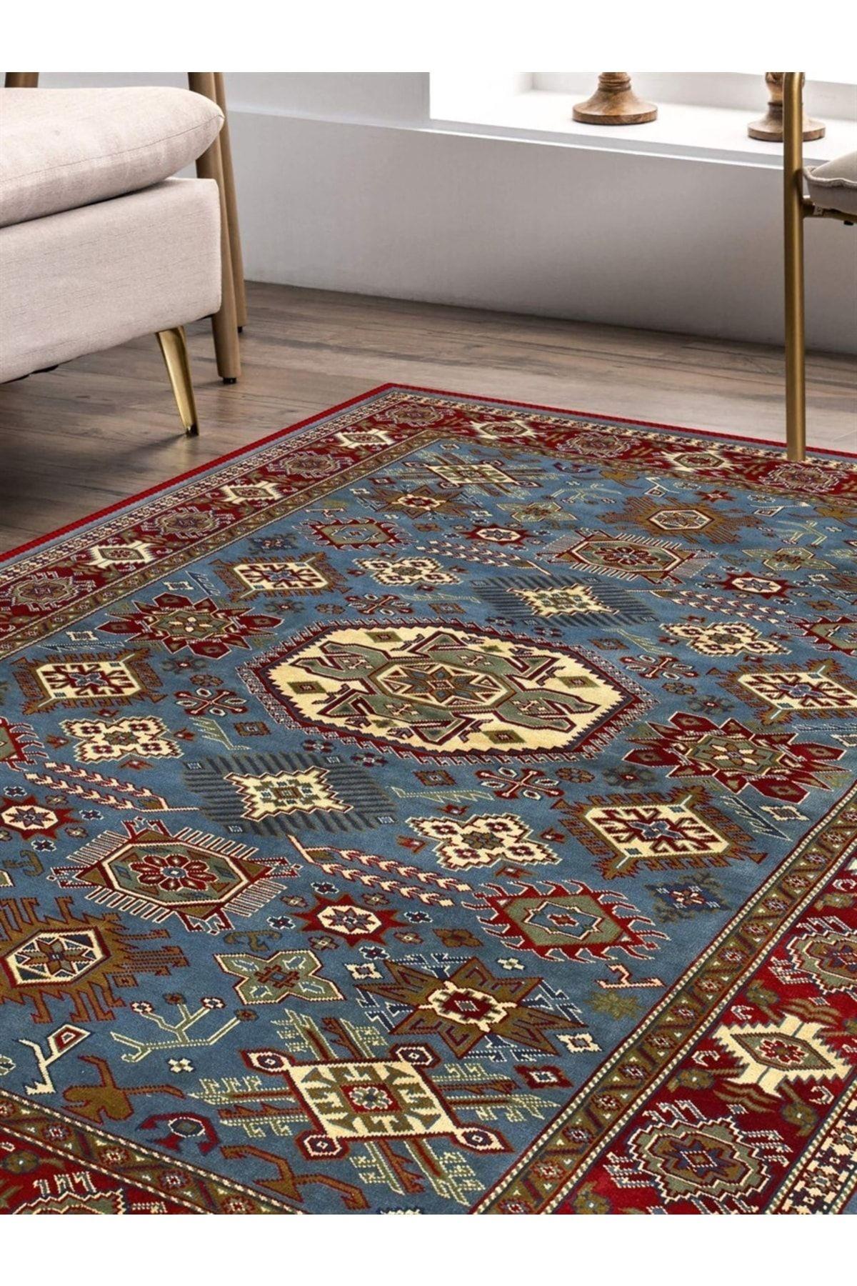 Kolven Afgan Desenli Halı, Dokuma Taban Dekoratif ŞönilOdası Halısı