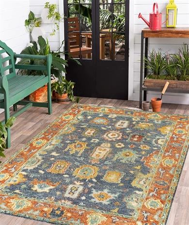 Carduf Vintage Desen Dokuma Taban Yıkanabilir Halı Salon Oturma Odası Hol Antre Halısı Yolluk