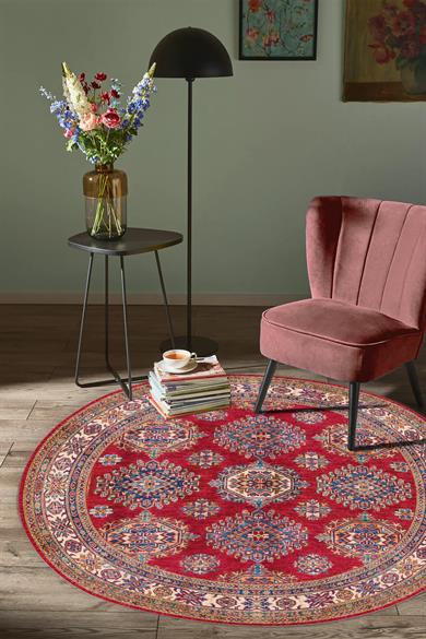 Valias Vintage Desen Yuvarlak Dokuma Taban Salon Oturma Odası Antre Halısı