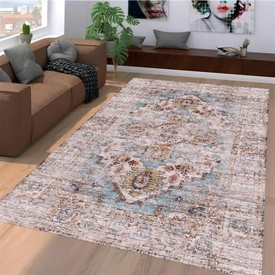 Halten Eskitme Desen Dokuma Taban Yıkanabilir Halı Salon Oturma Odası Hol Antre Halısı Yolluk