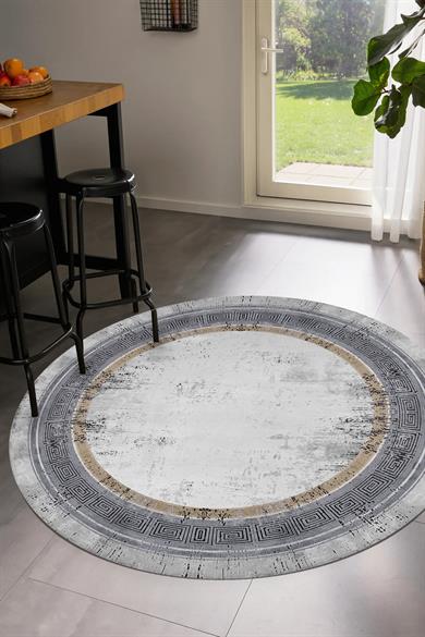 Mekto Eskitme Desen Yuvarlak Dokuma Taban Salon Oturma Odası Antre Halısı