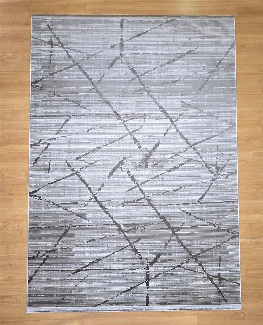 Gri Saten Bambu Modern Salon Halısı Kesme Yolluk Halı Yumuşak Doku Kaymaz Tozumaz Dokuma Makine Halısı SEFİR 204